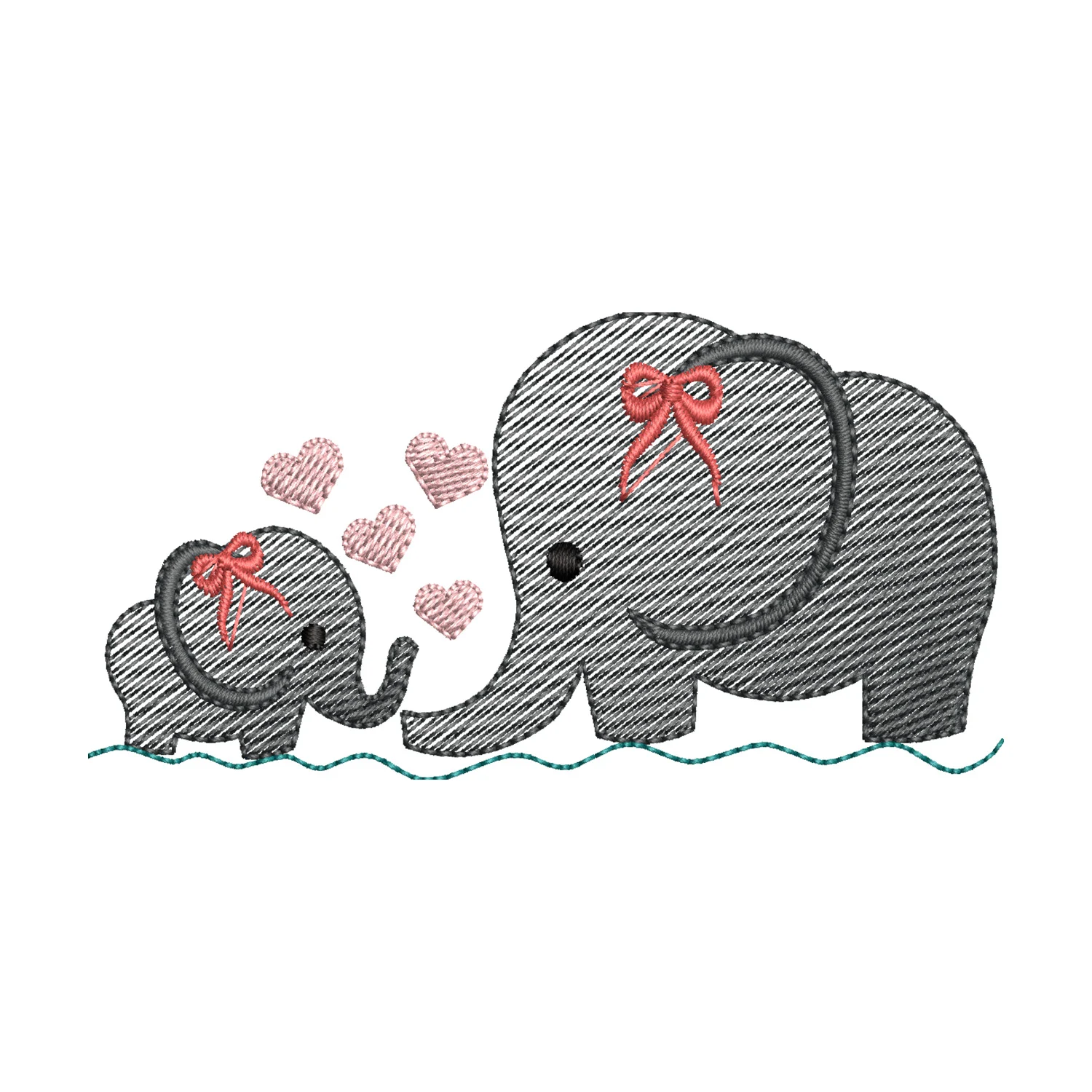 Mom and Baby Elephant Embroidery Design