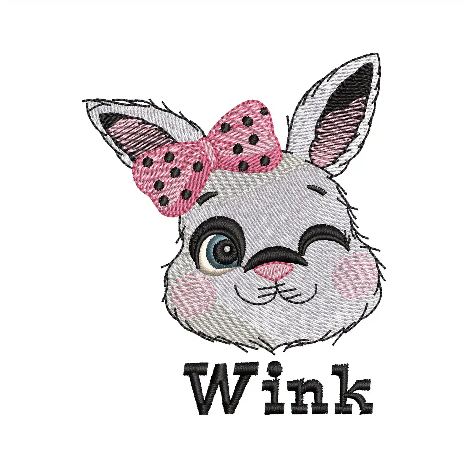 Rabbit Wink Embroidery Design