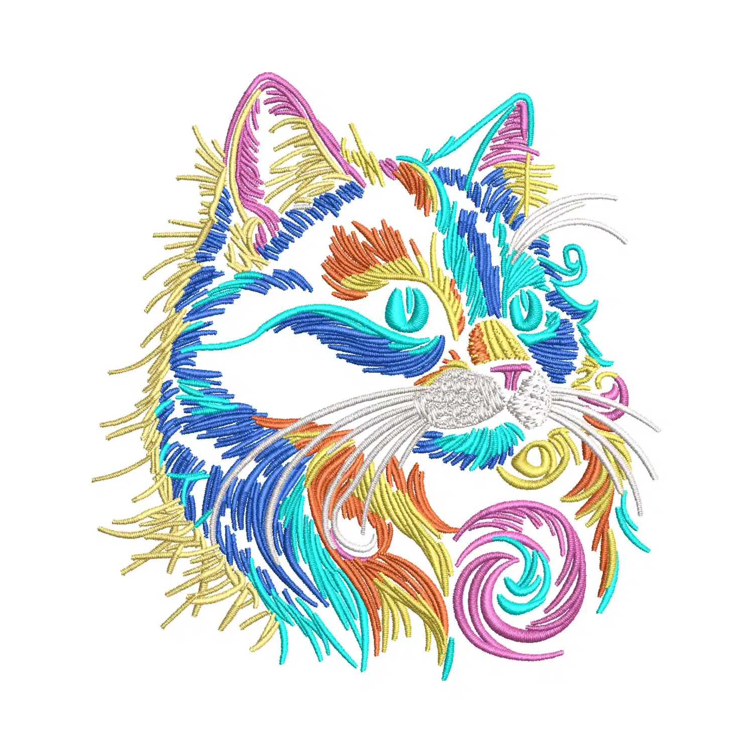 Rainbow Cat Embroidery Design