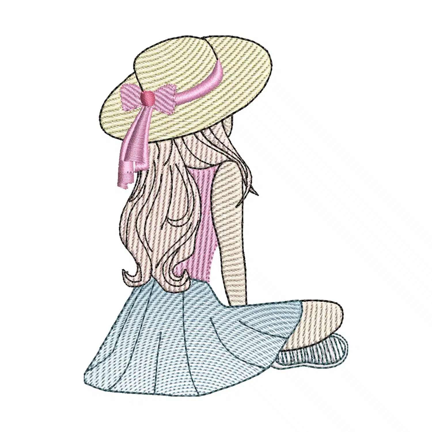 Cute Girl Wearing a Beret Embroidery Design