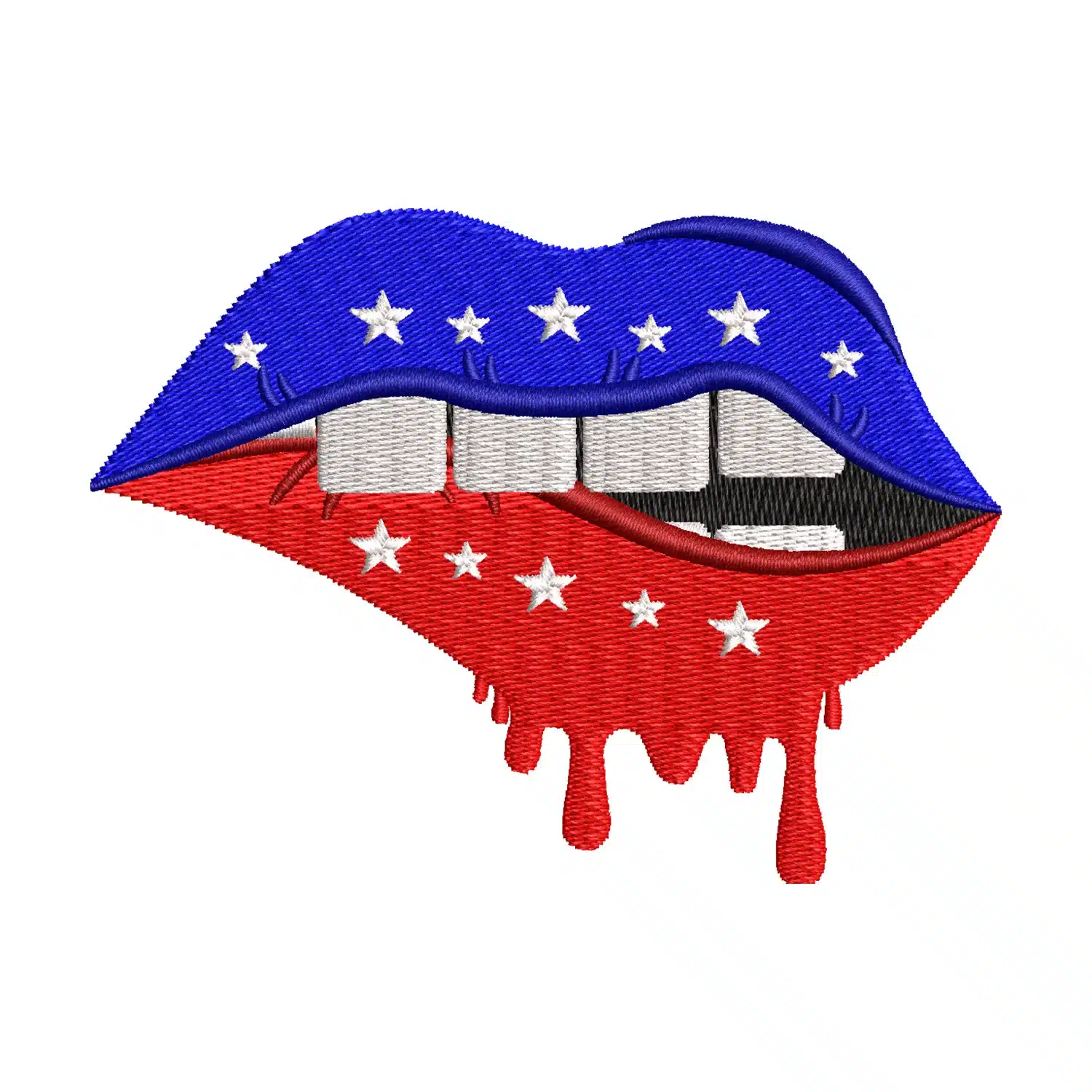 Dripping Lips Embroidery Design