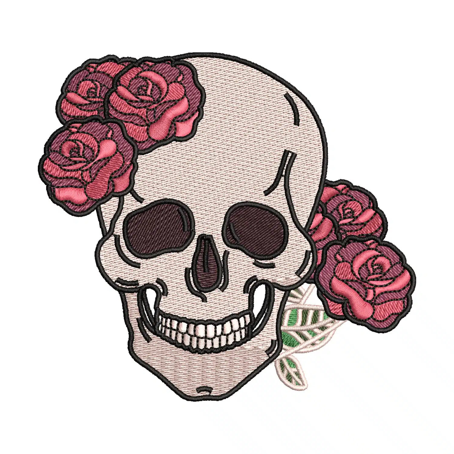 Skull With Roses Embroidery Design
