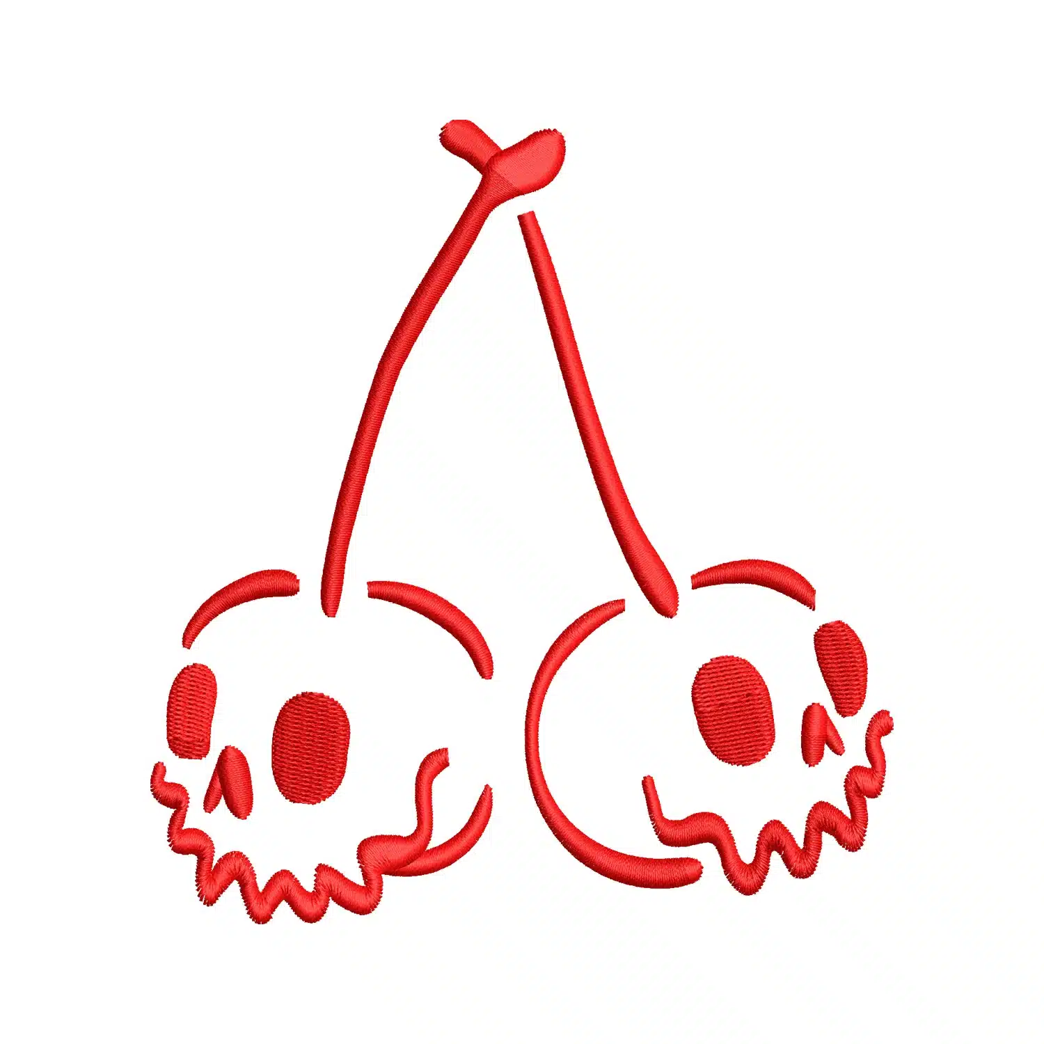 Skull Cherries Embroidery Design