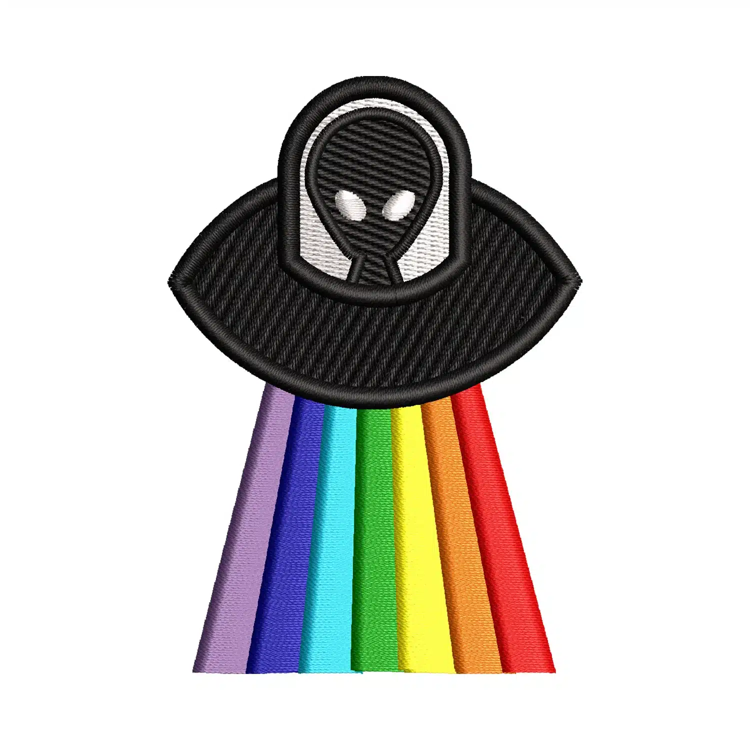 Rainbow UFO Embroidery Design