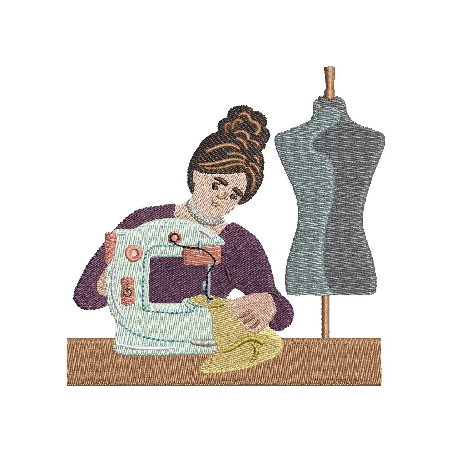 Seamstress Working Embroidery Design