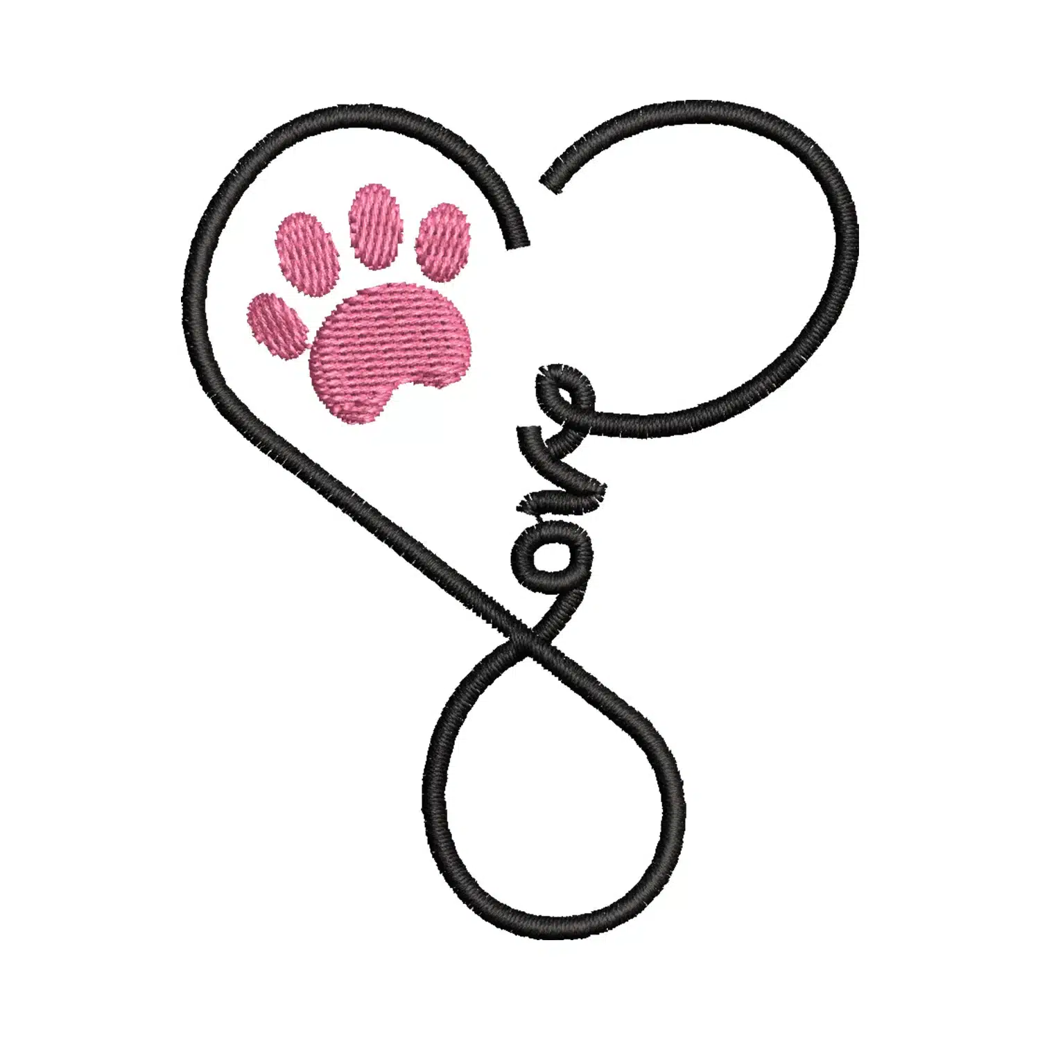 I Love My Paw Embroidery Design