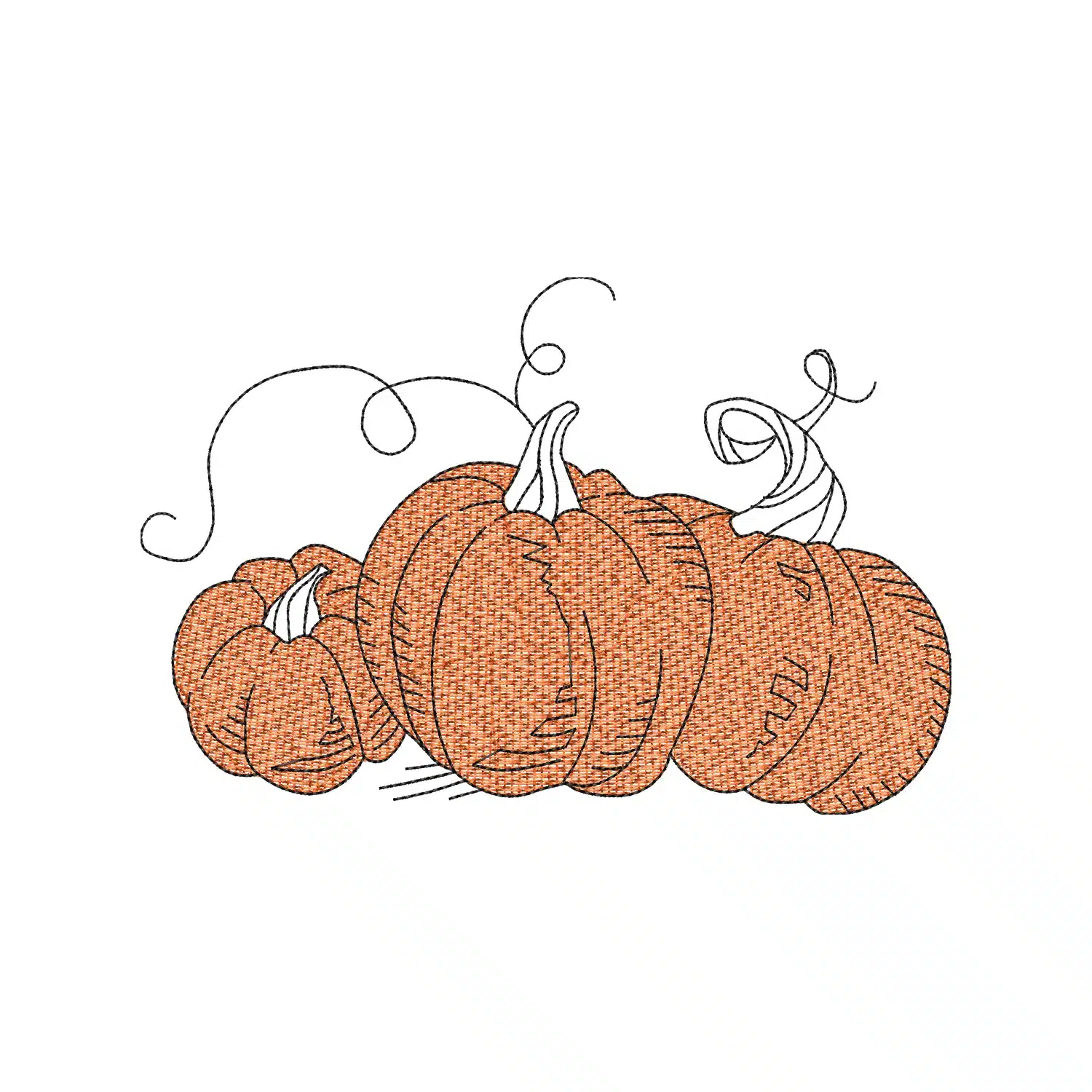 Three Pumpkins Embroidery Design
