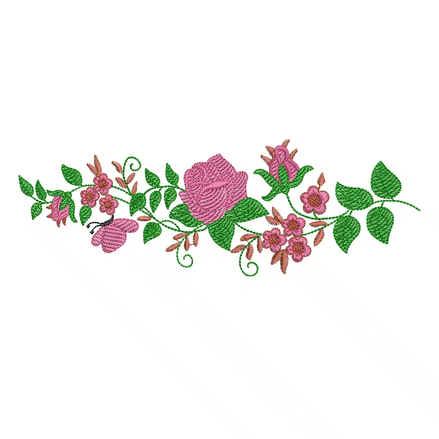 Rose Branch Embroidery Design