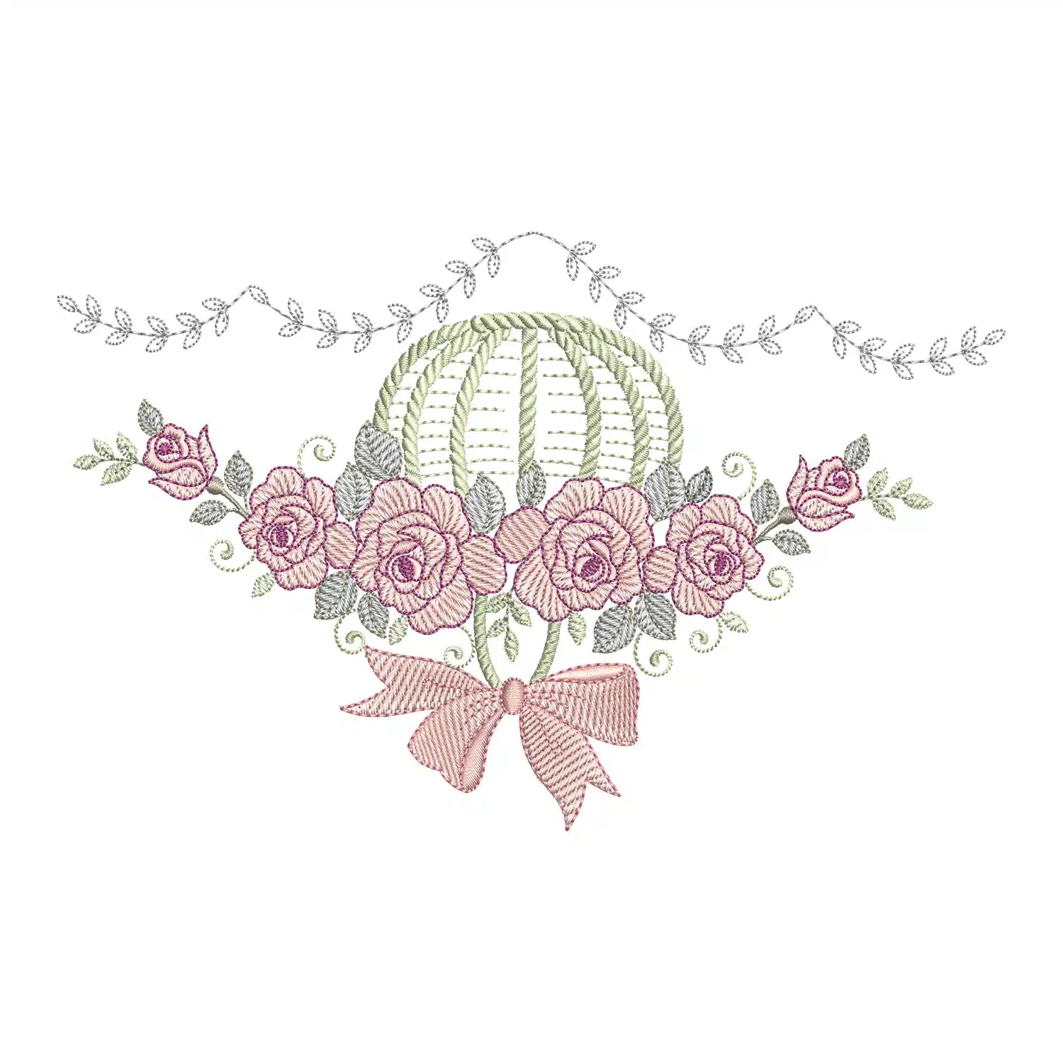 Flower Basket Embroidery Design