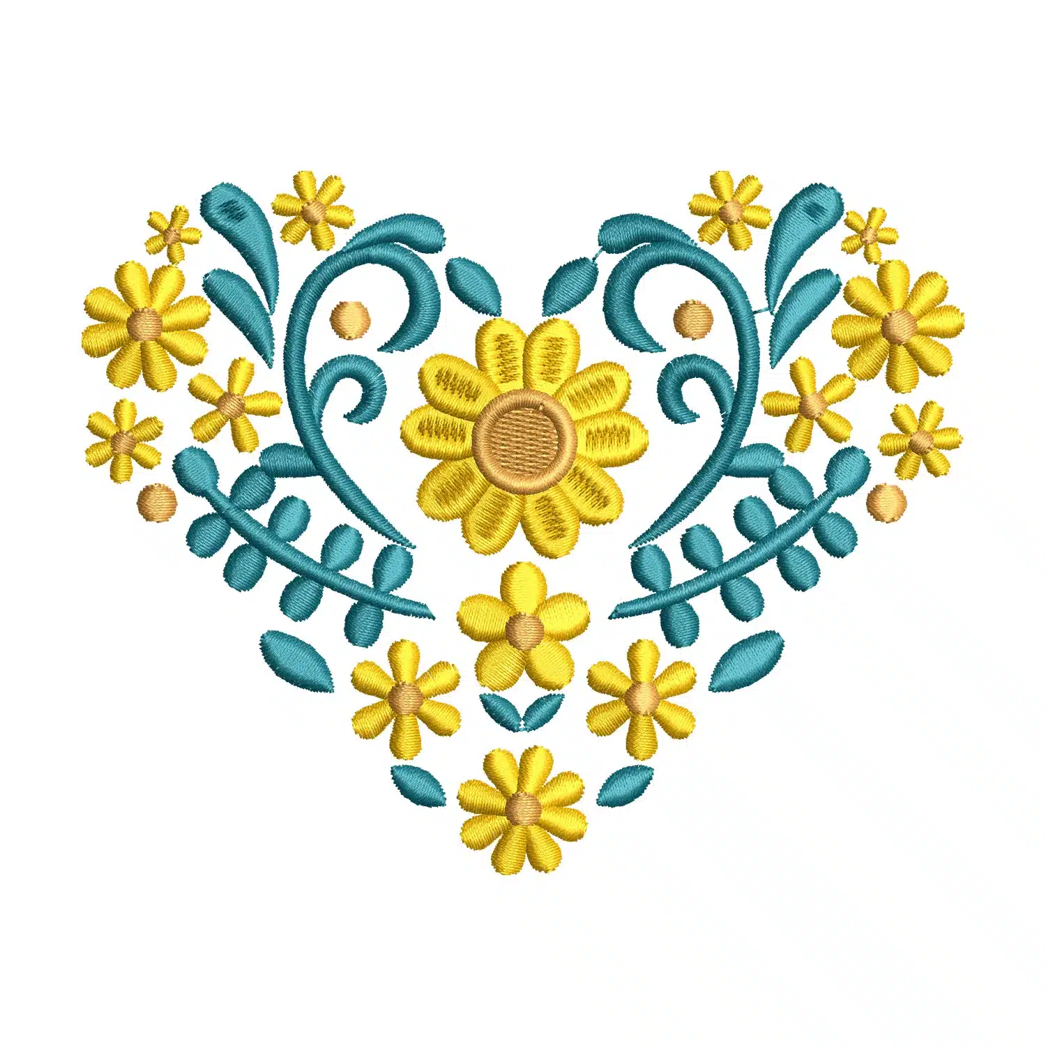 Flower Heart Embroidery Design