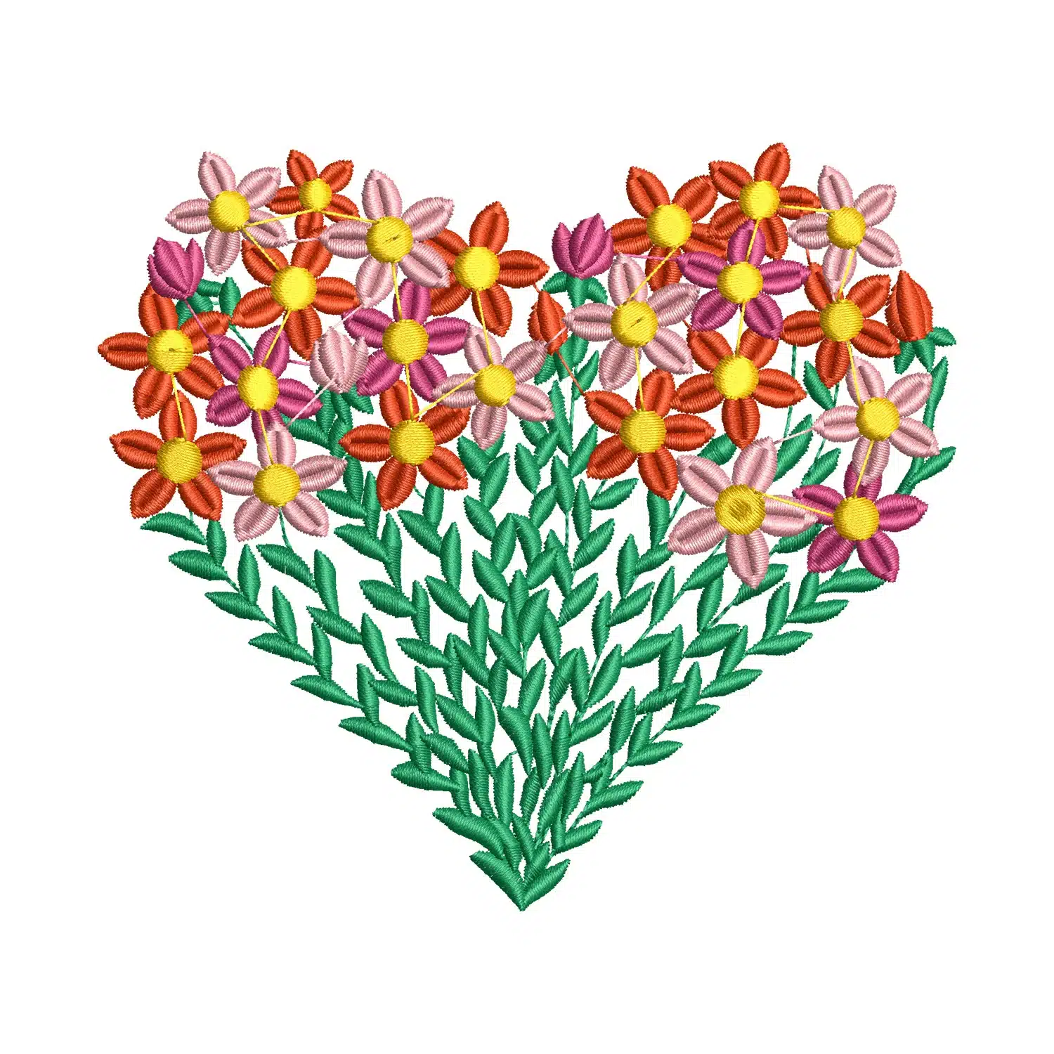 Flower Heart Embroidery Design
