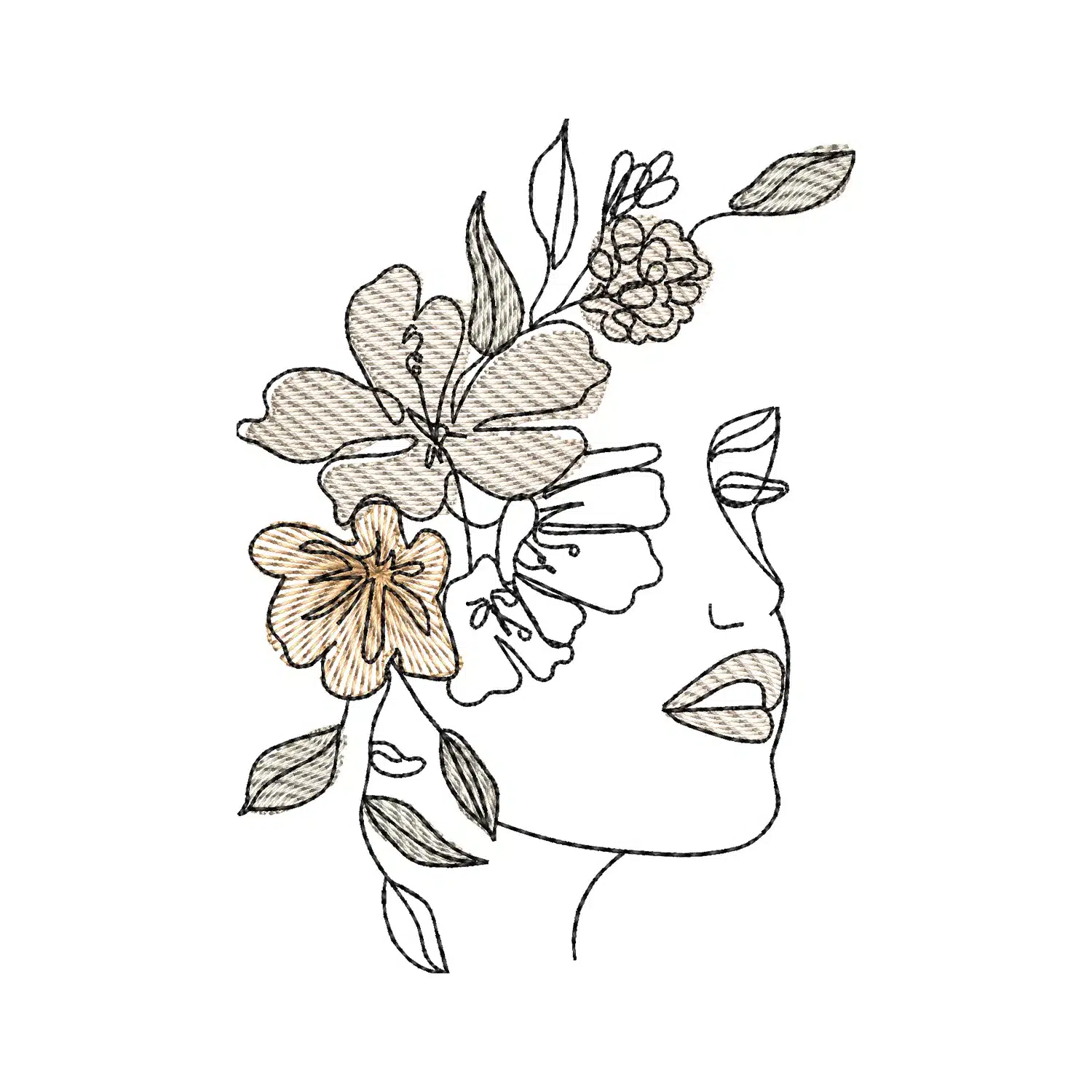 Flowers Face Embroidery Design