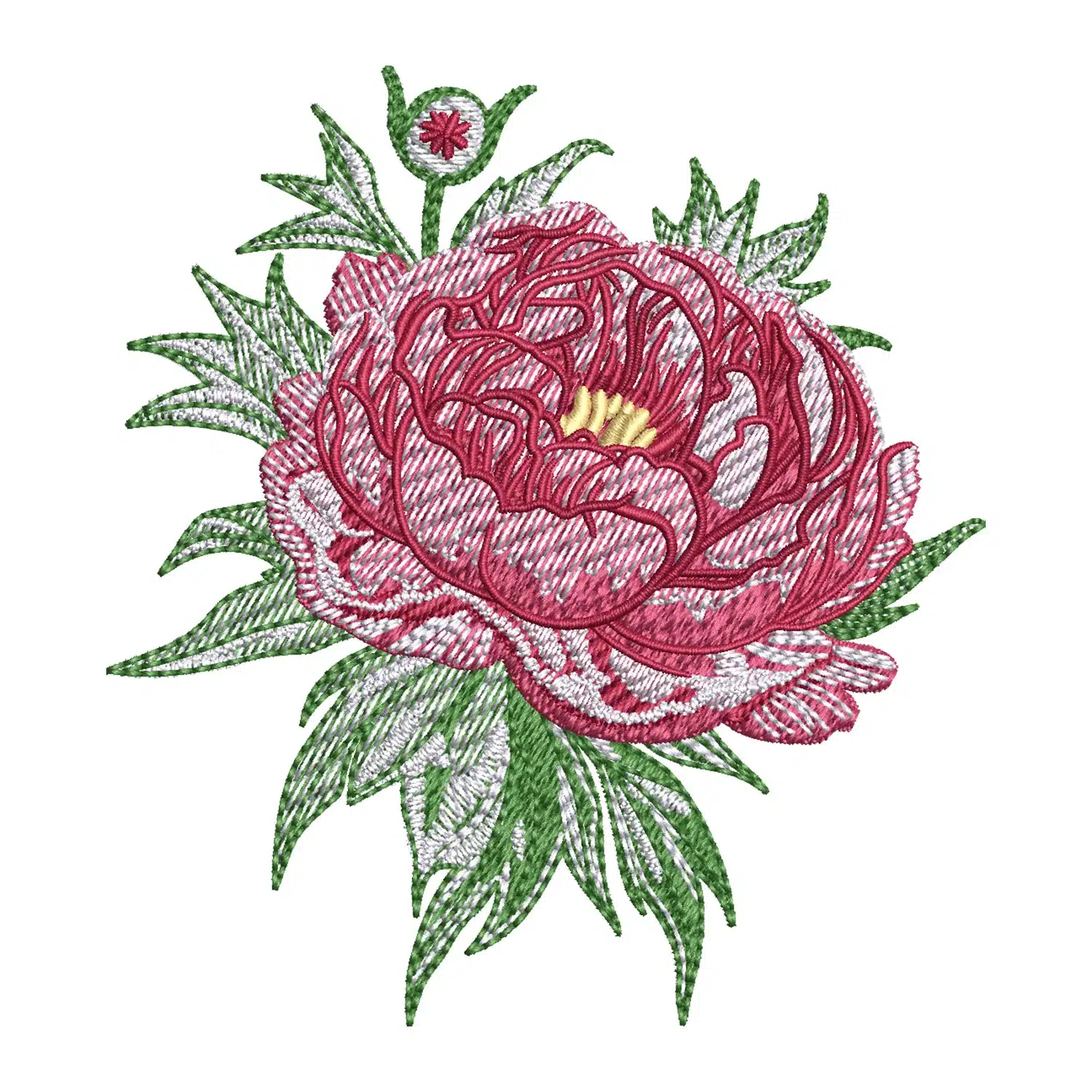 Peony flower Embroidery Design