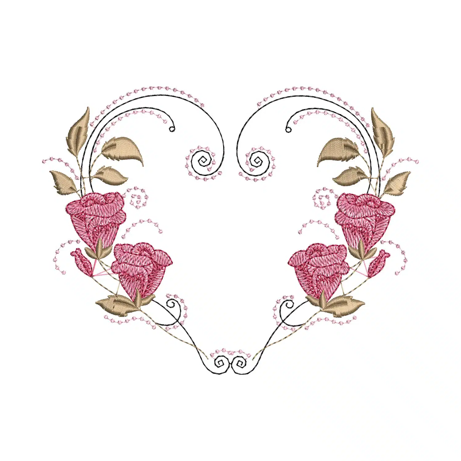 Rose Heart Embroidery Design