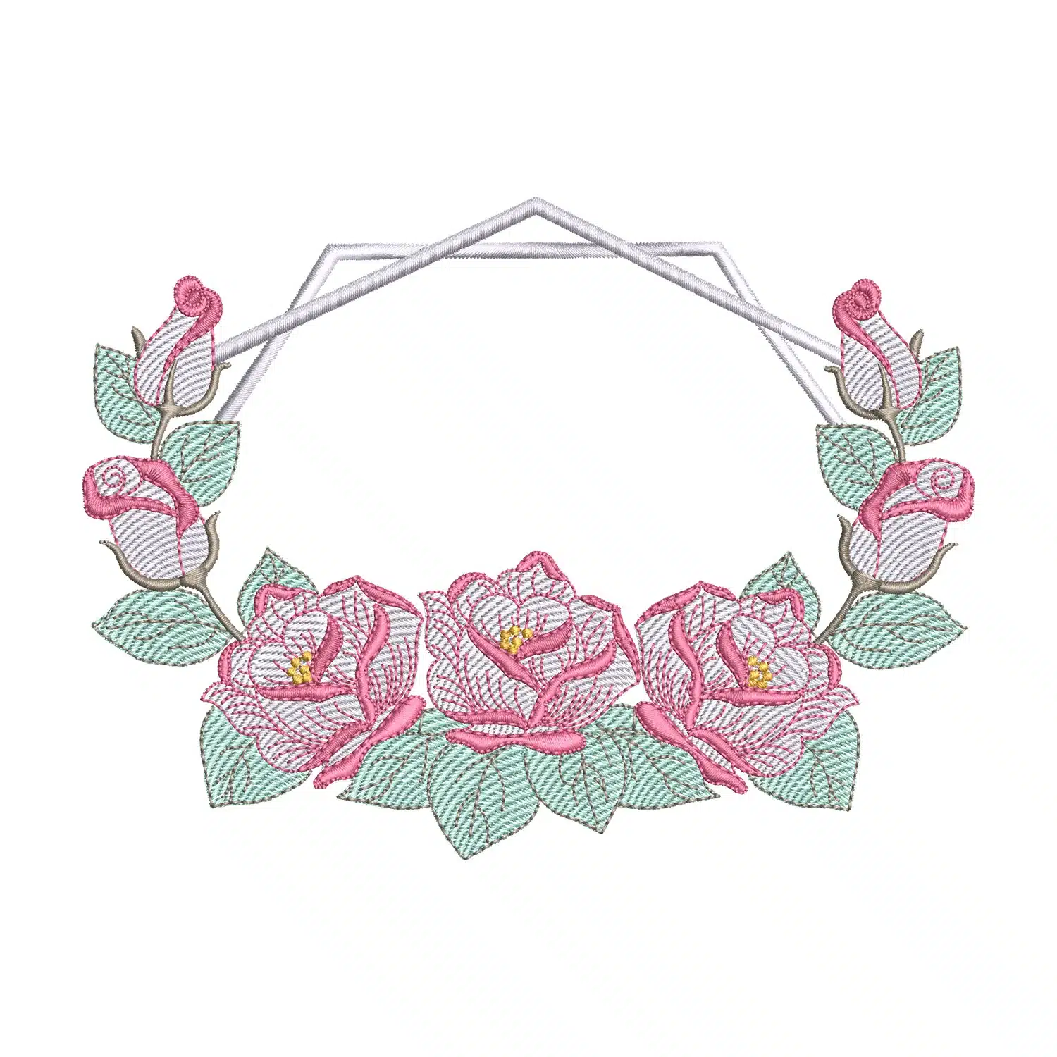 Roses Wreath Embroidery Design
