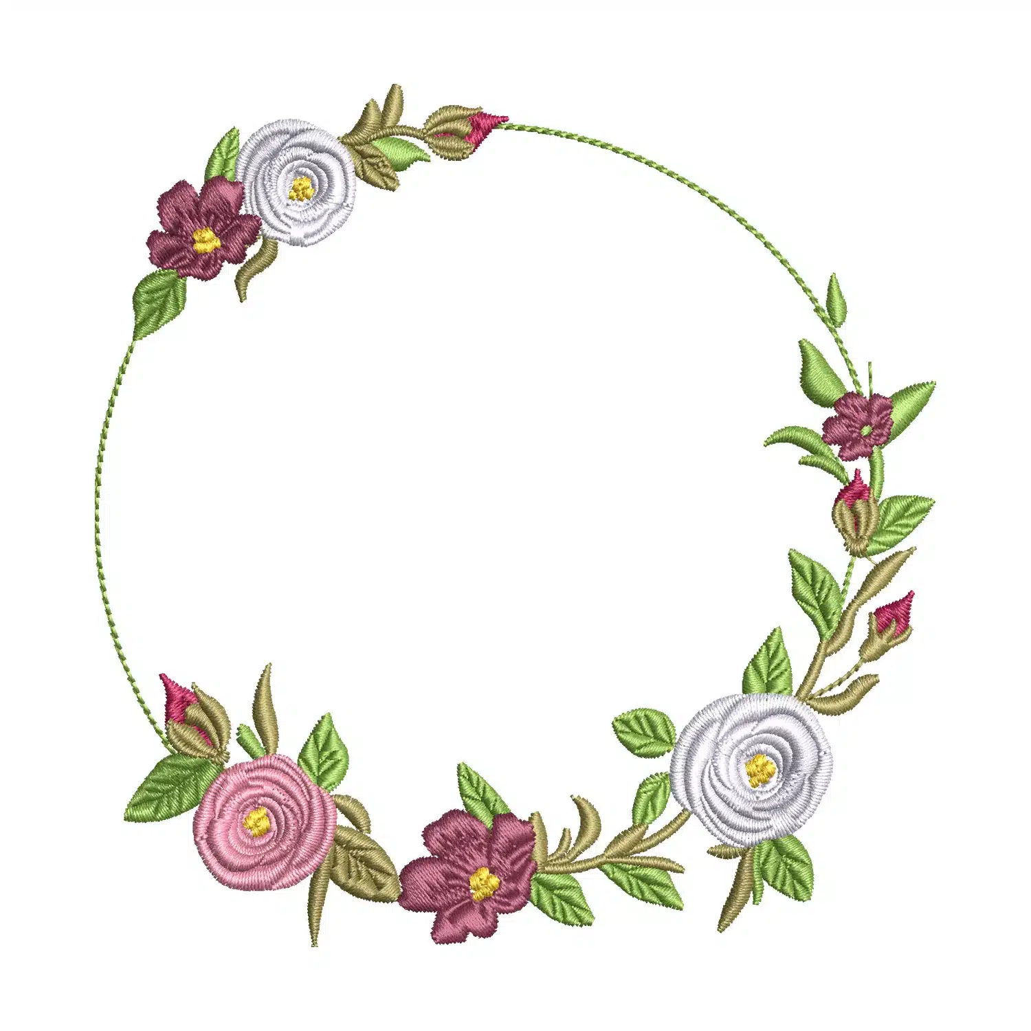 Cute Frame Roses Embroidery Design