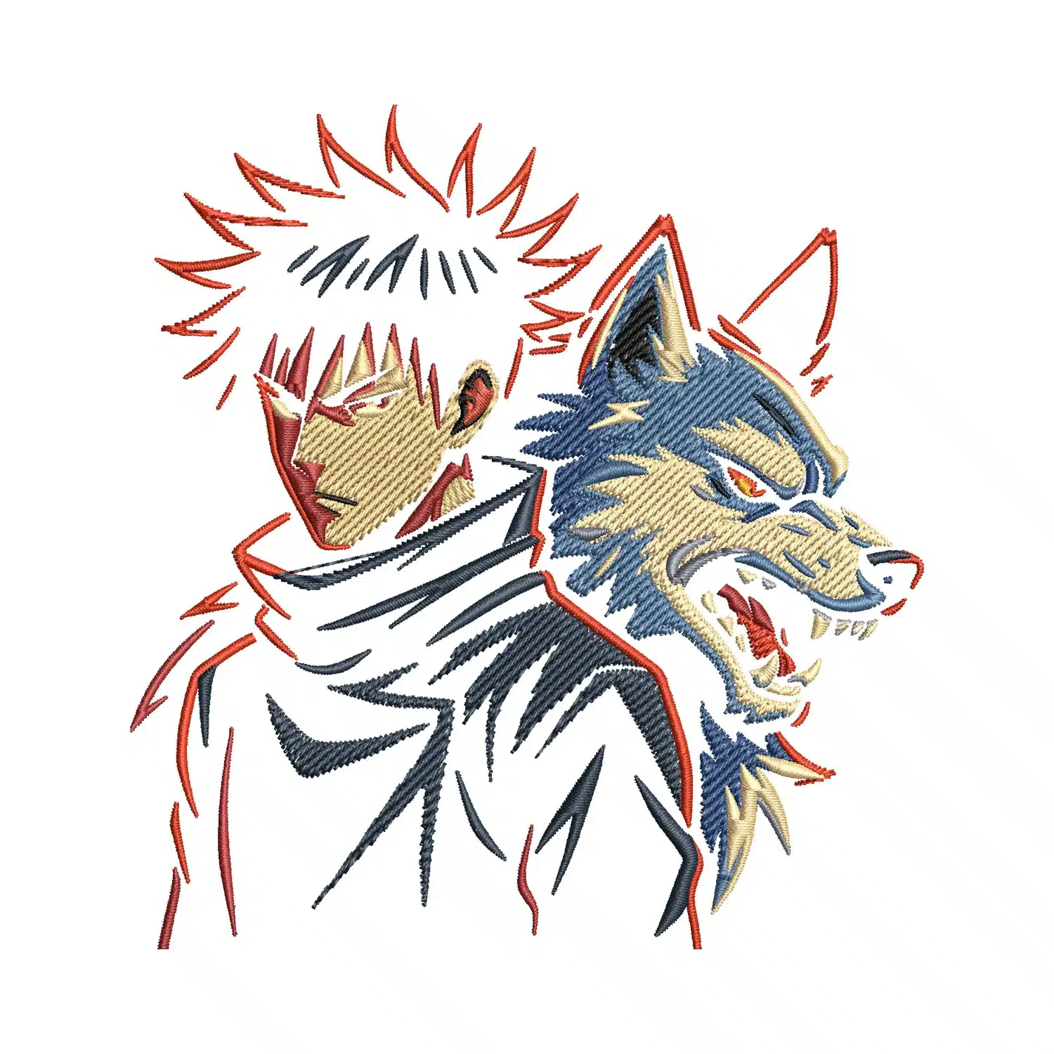 Megumi Fushiguro & His Dog Embroidery Design