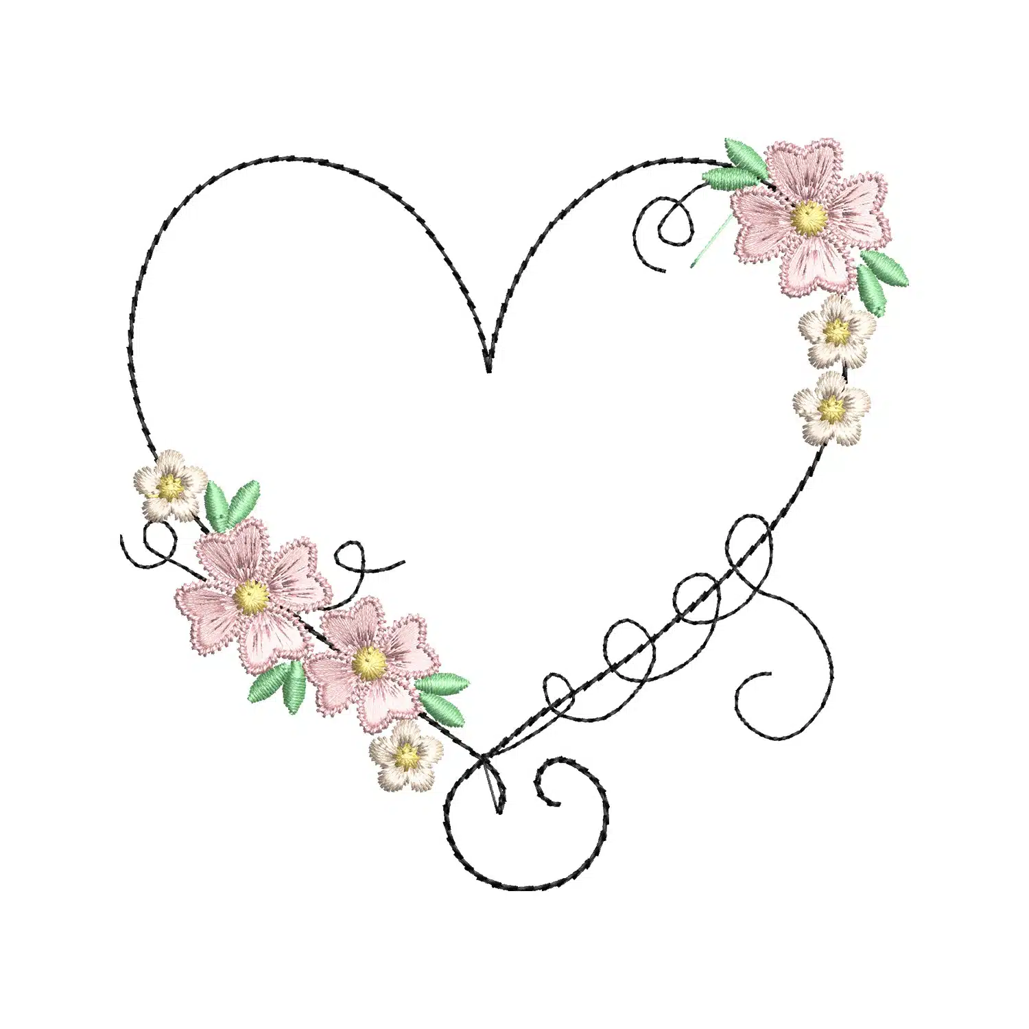 Heart Line Embroidery Design