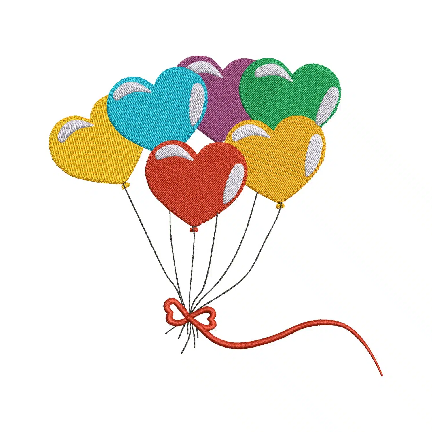 Heart Rainbow Balloons Embroidery Design
