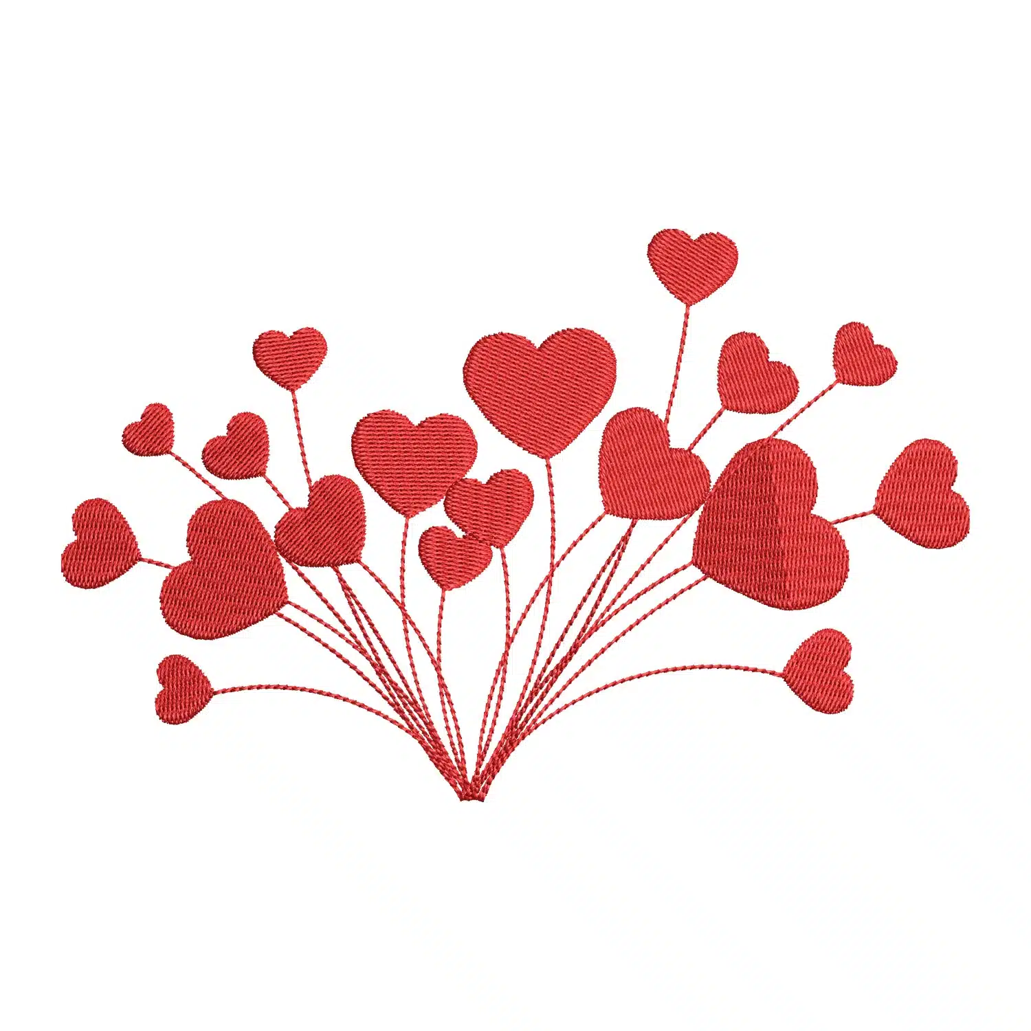Red Balloon Hearts Embroidery Design