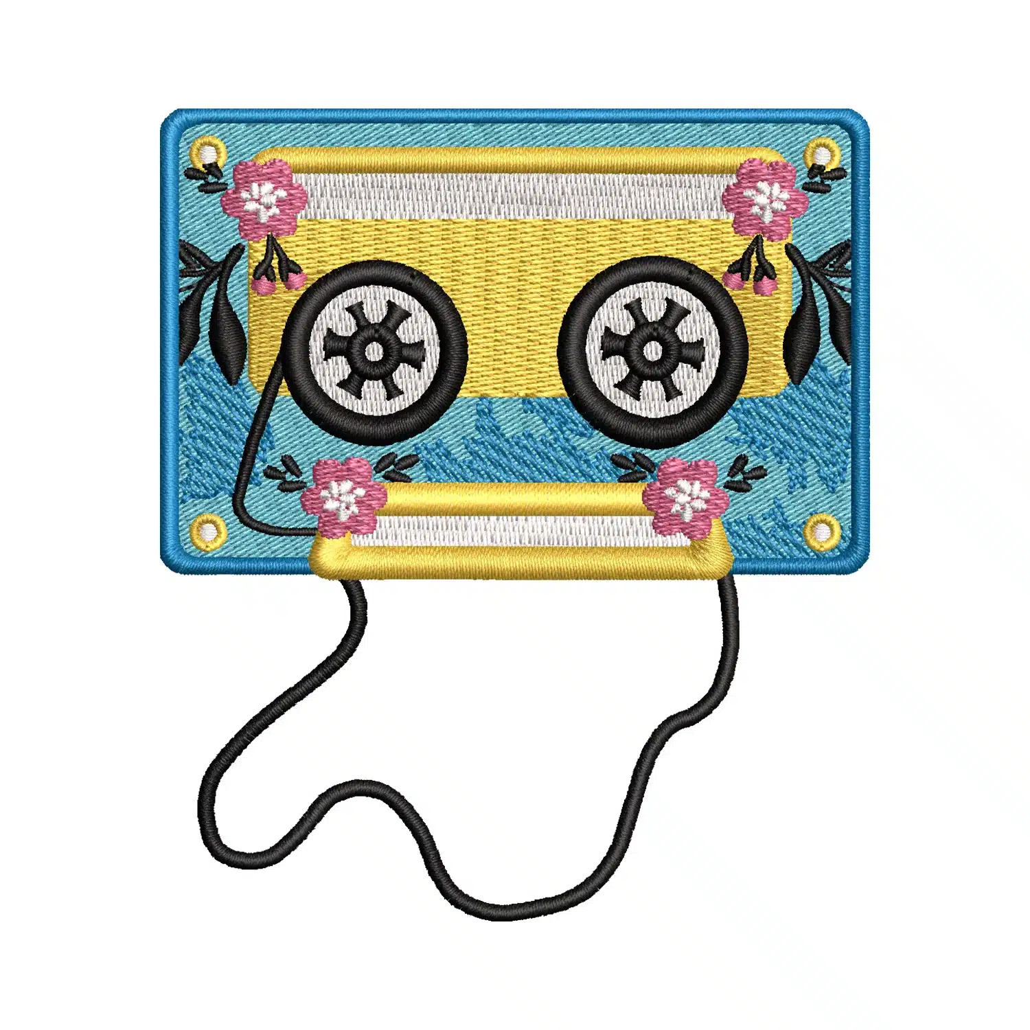 Mixtape with Flowers Embroidery Design