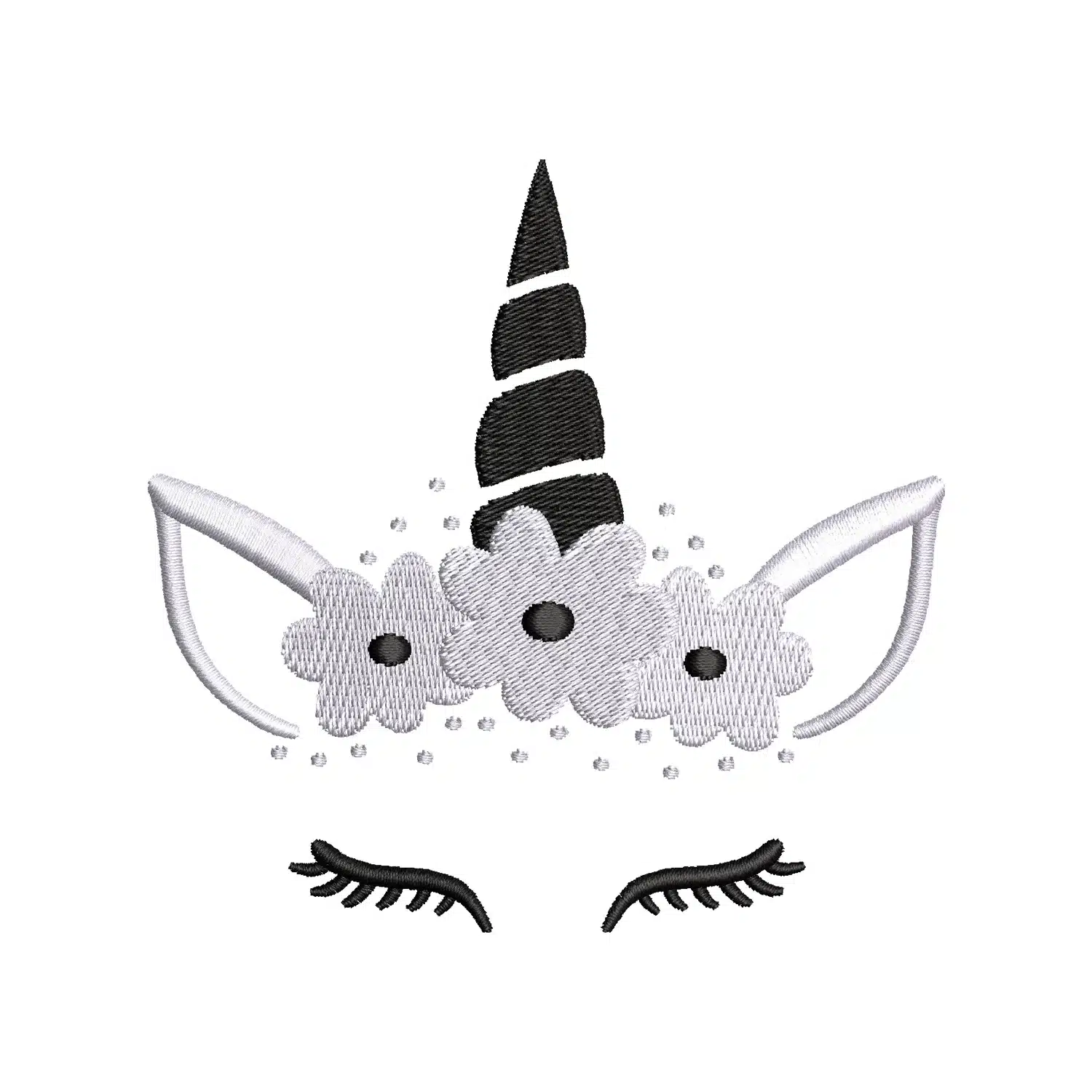 Unicorn Face with Flowers Embroidery Design