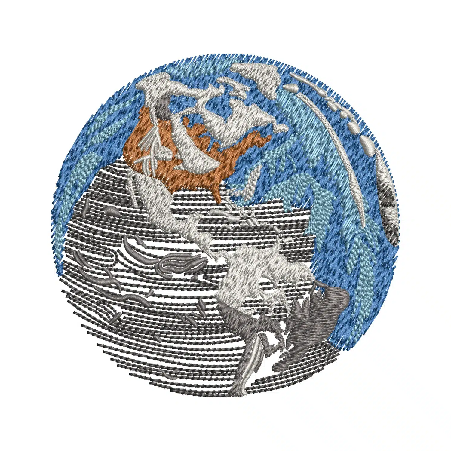 Earth Planet Embroidery Design