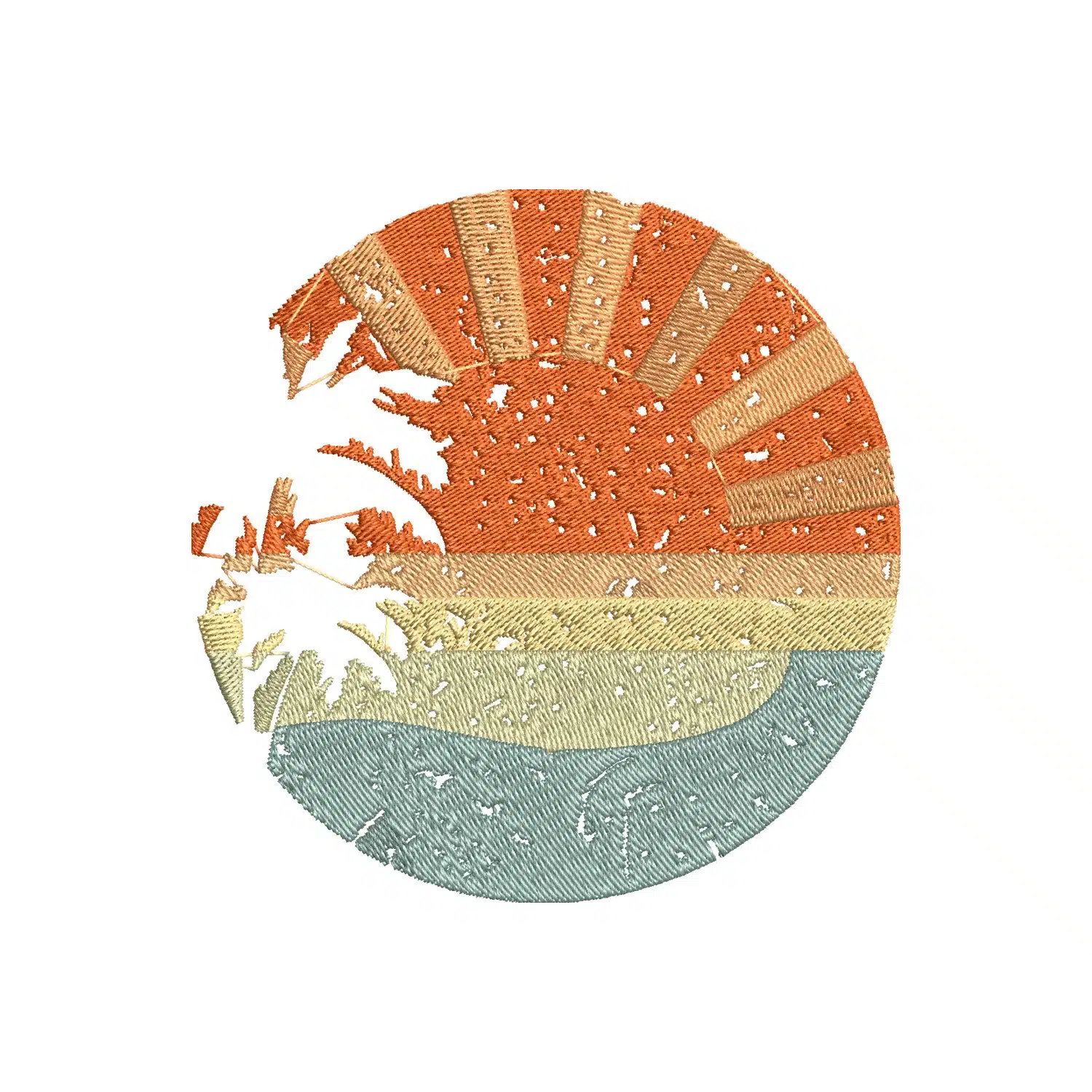 Retro Sunset Embroidery Design
