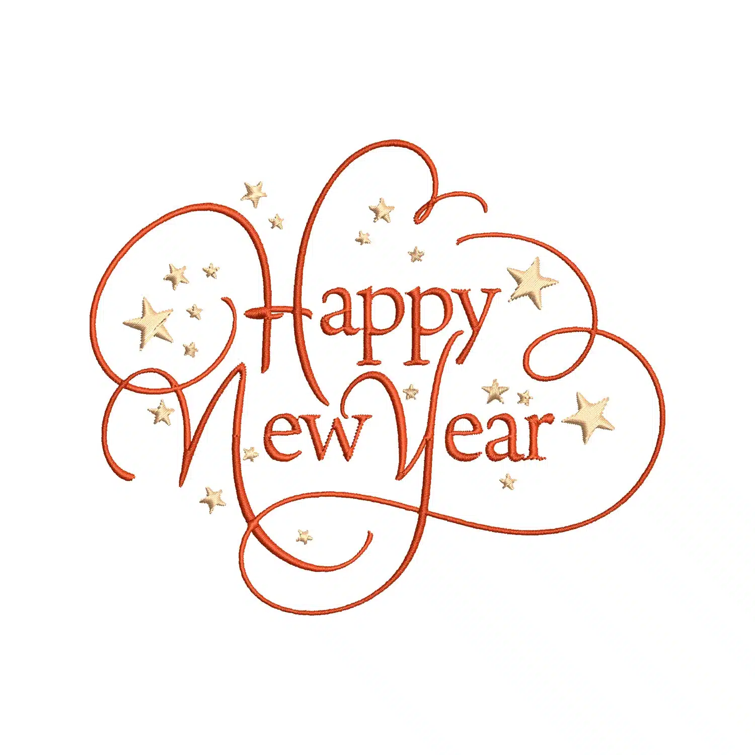 Happy New Year Embroidery Design