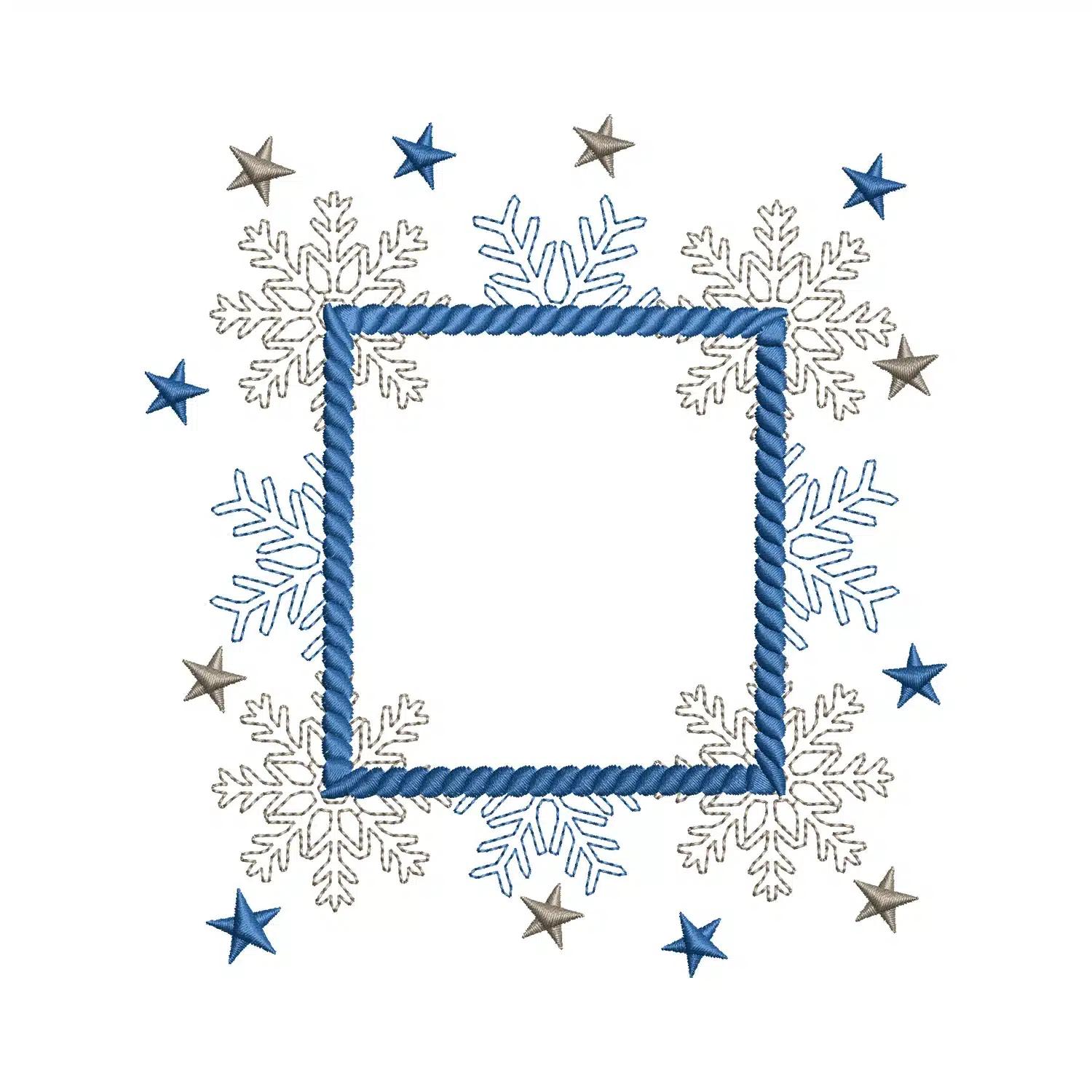 Frame for Monogram with Snowflakes Embroidery Design