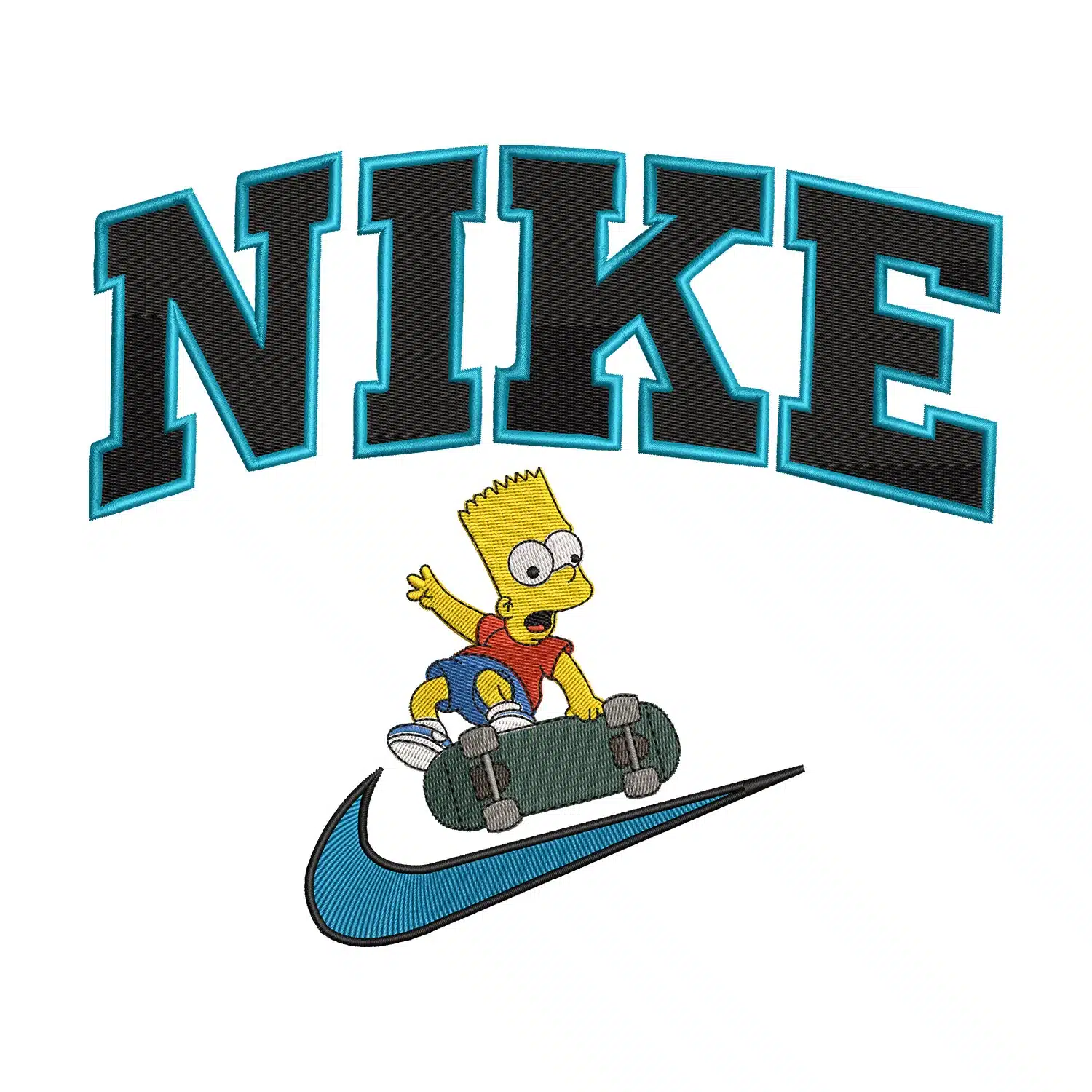 Bart Simpson Skateboarding Nike Embroidery Design