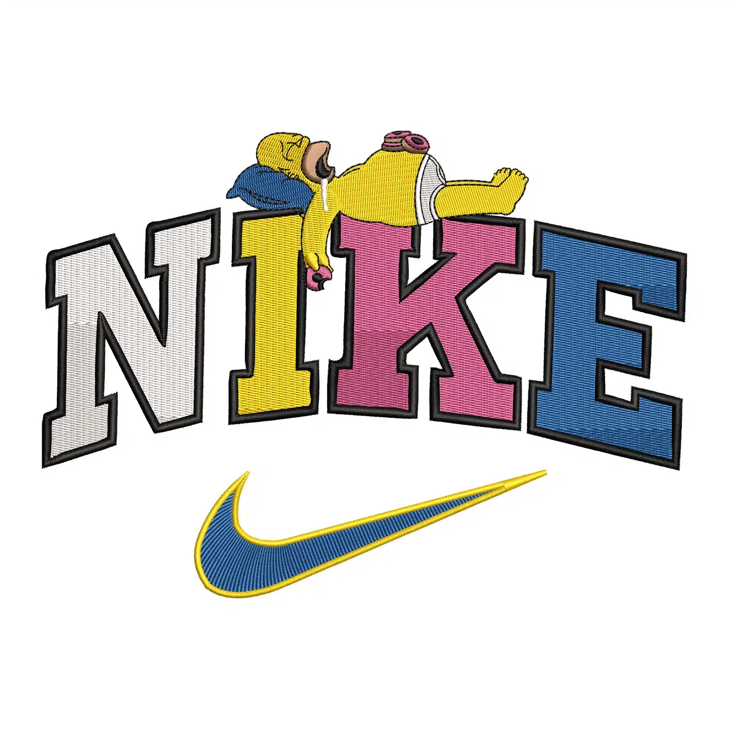 Homer Sleeping Nike Embroidery Design