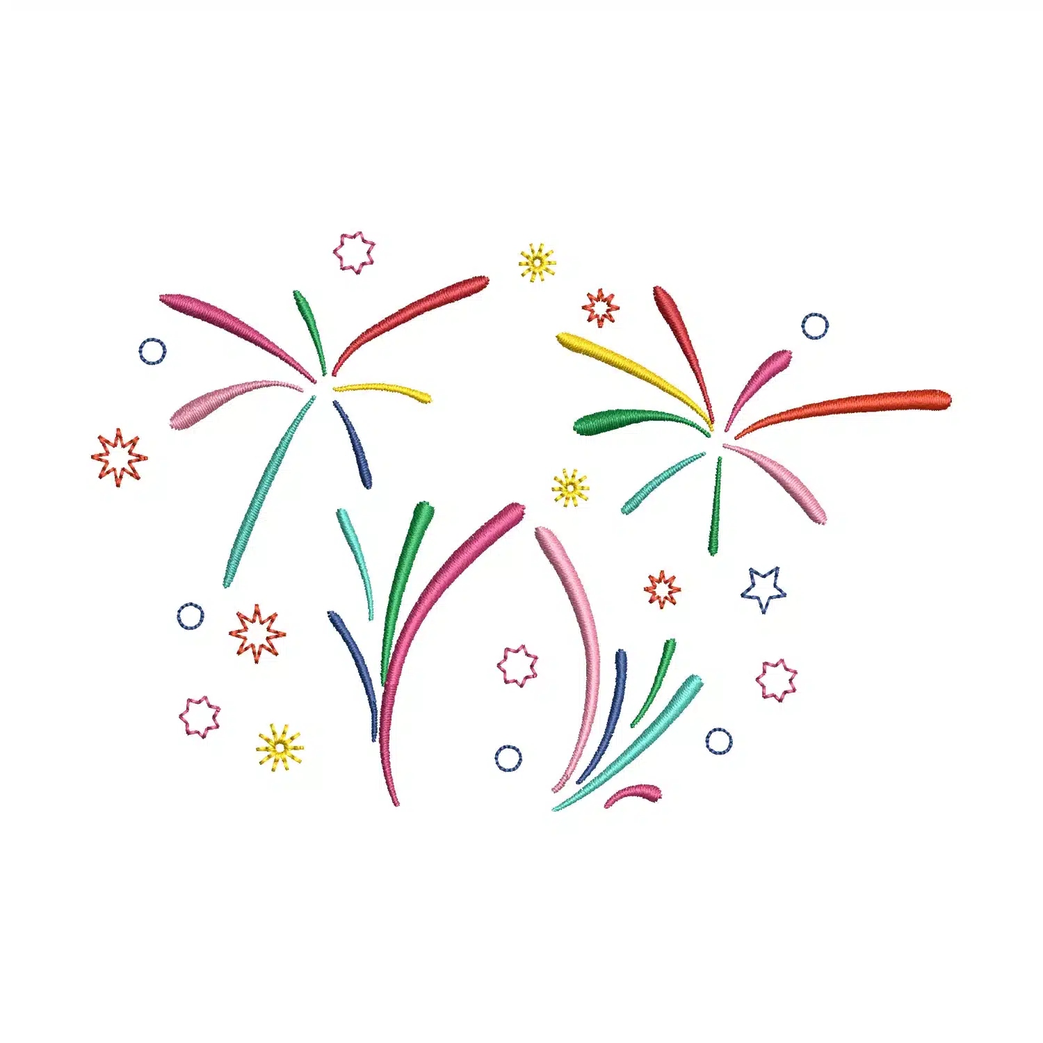 Rainbow Fireworks Embroidery Design