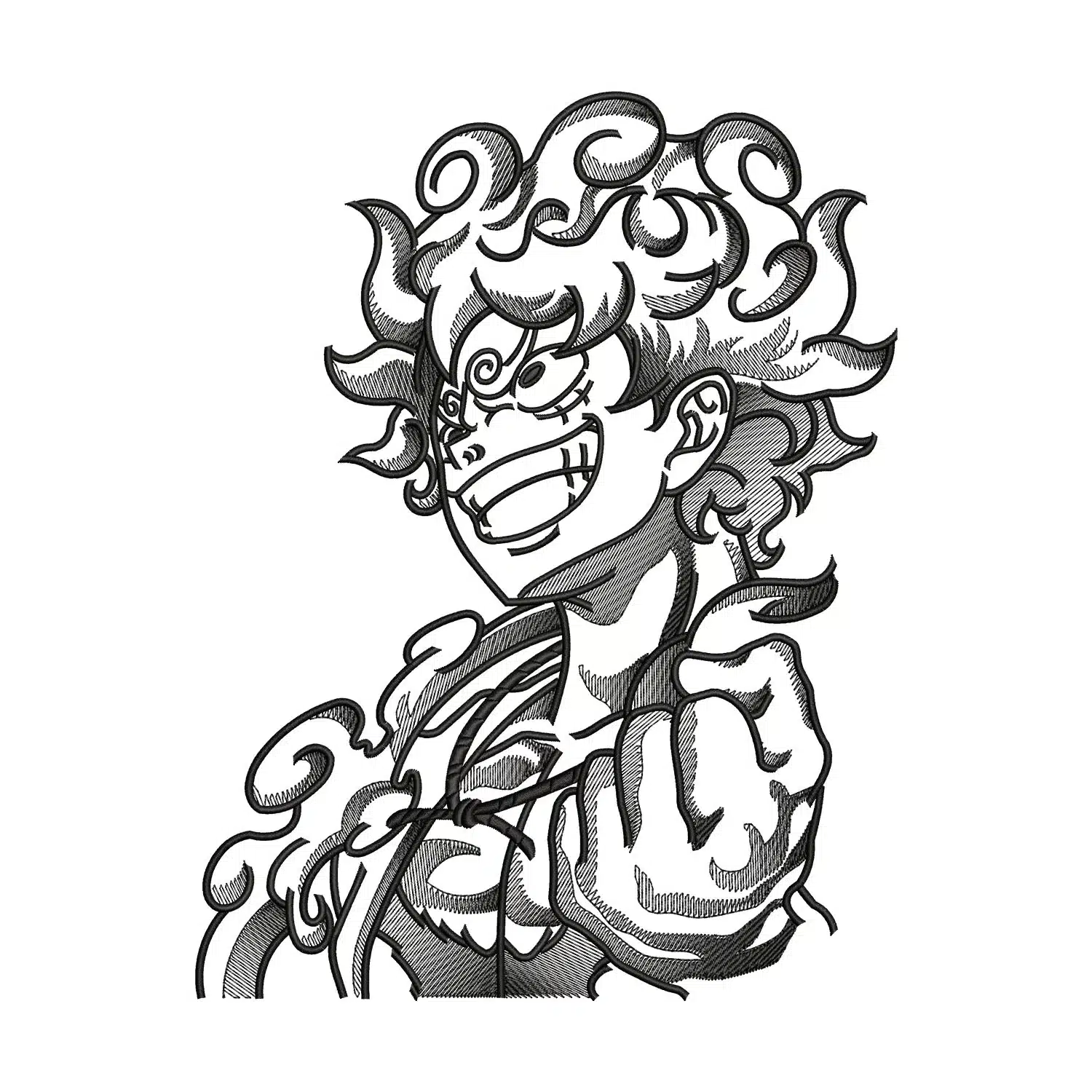 Luffy Gear 5 Embroidery Design