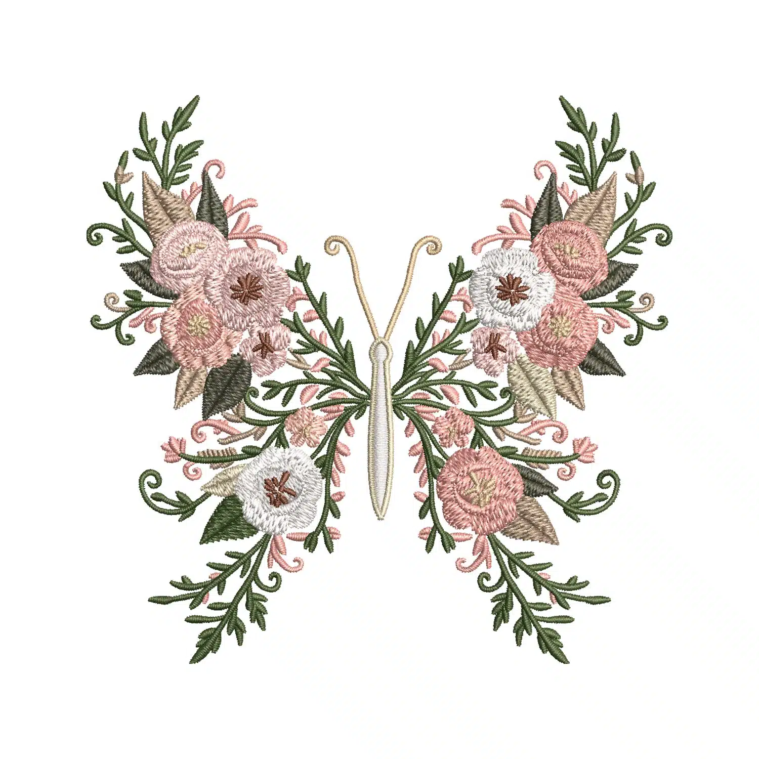 Floral Butterfly with Butterflies Embroidery Design