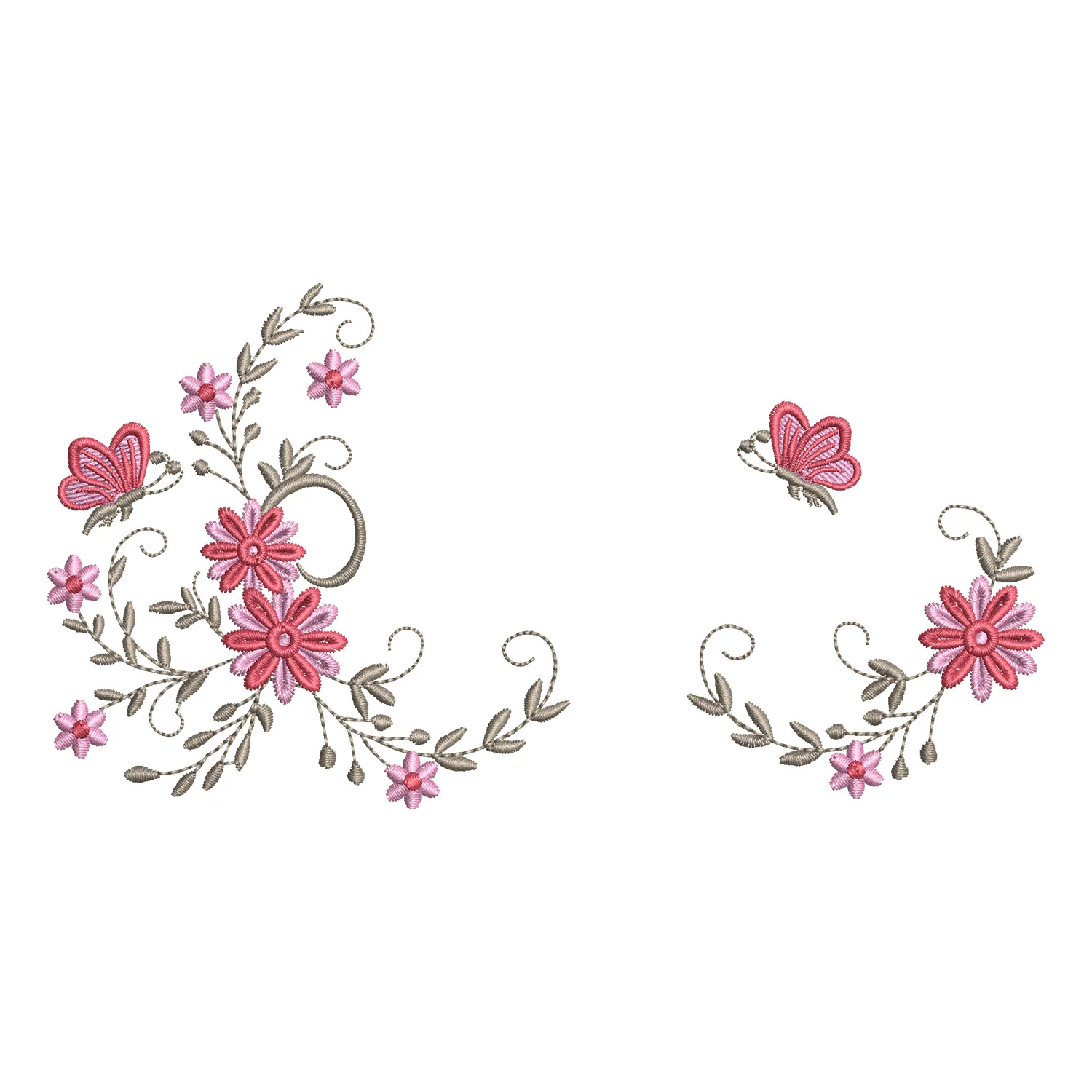 Floral Butterfly Embroidery Design