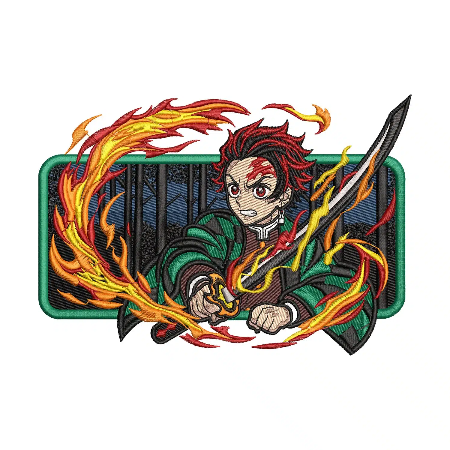 Tanjiro Fire Attack Embroidery Design