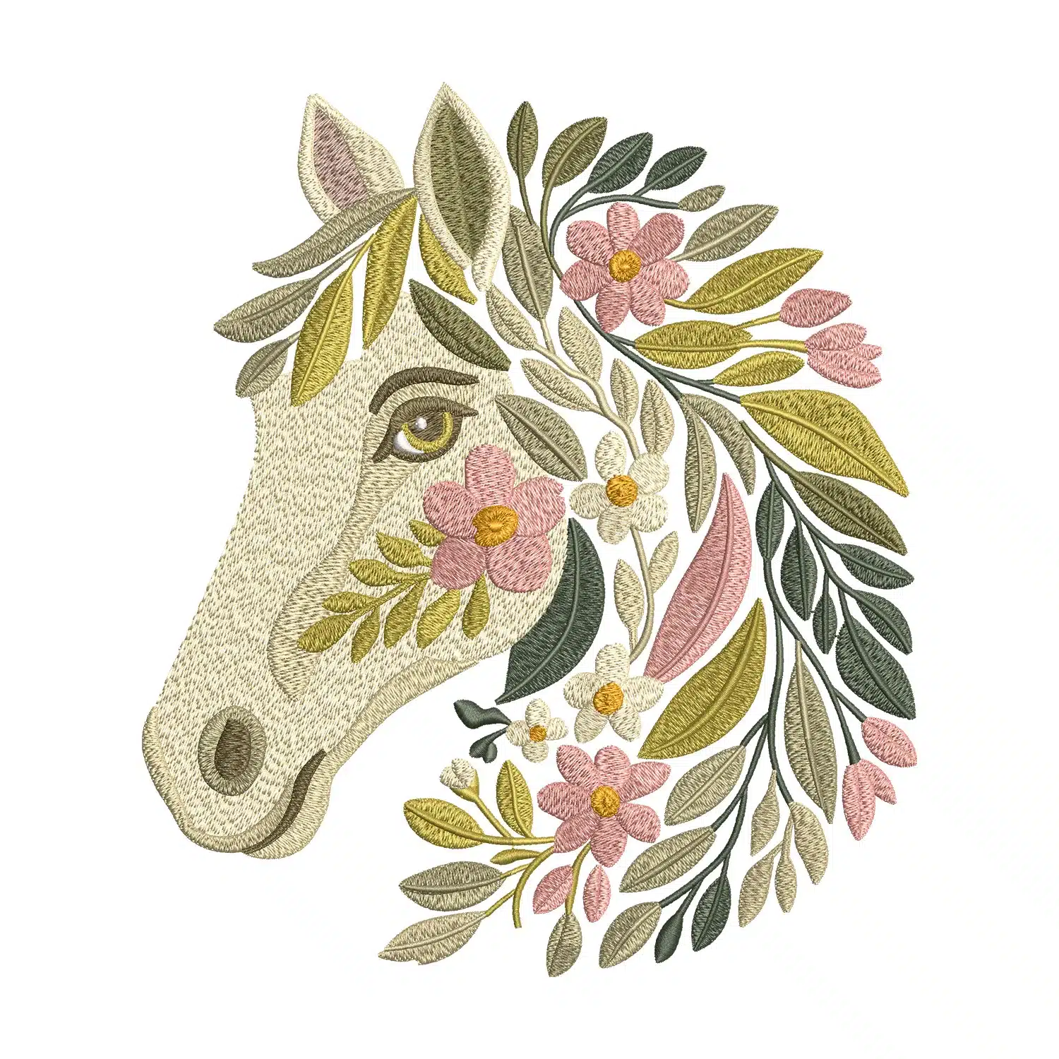 Floral Horse Embroidery Design