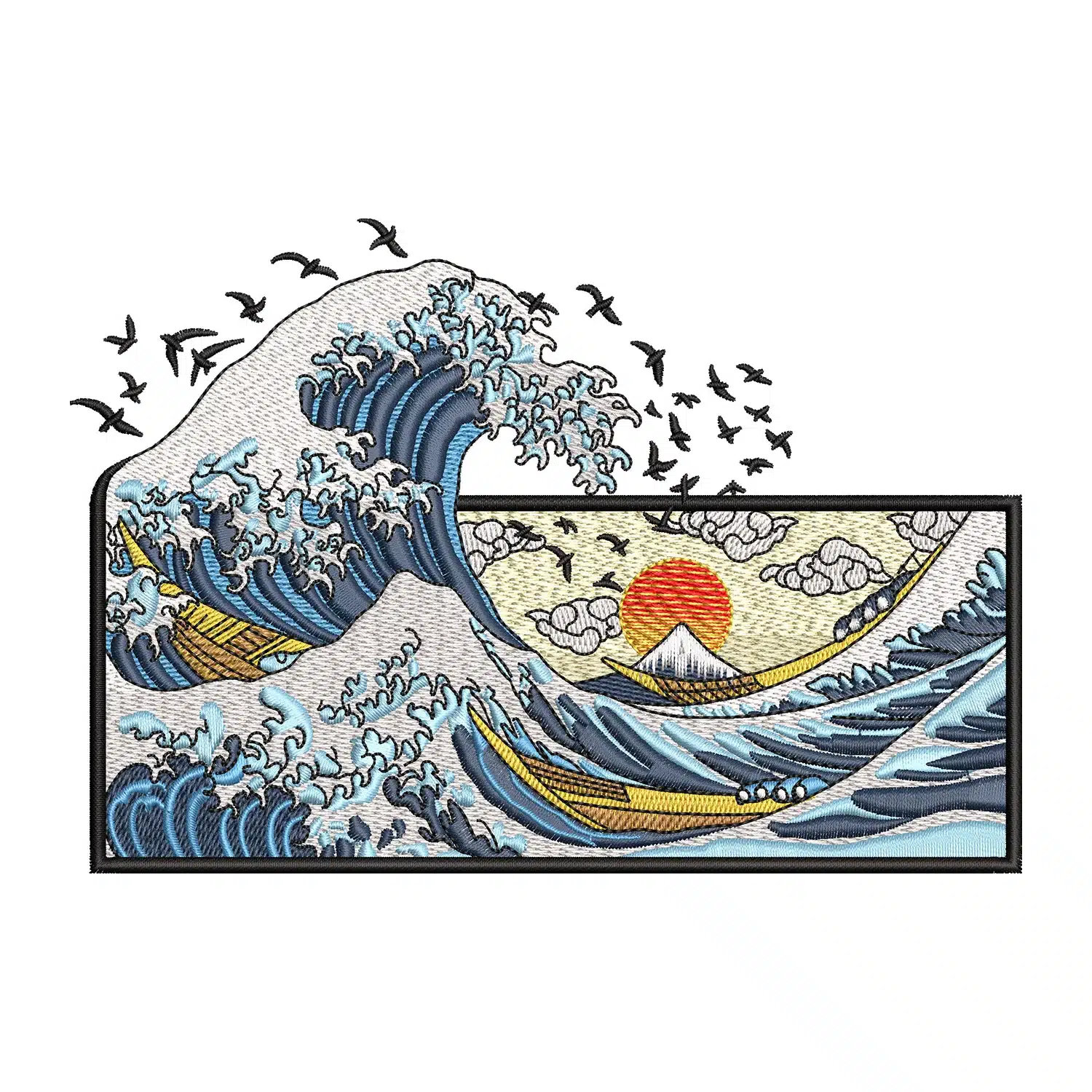 The Great Wave Embroidery Design