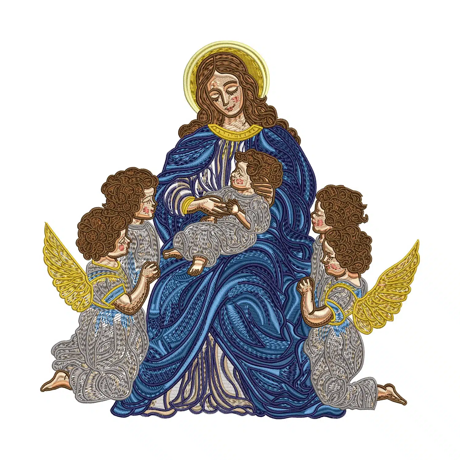 Mother Mary with Jesus Embroidery Design