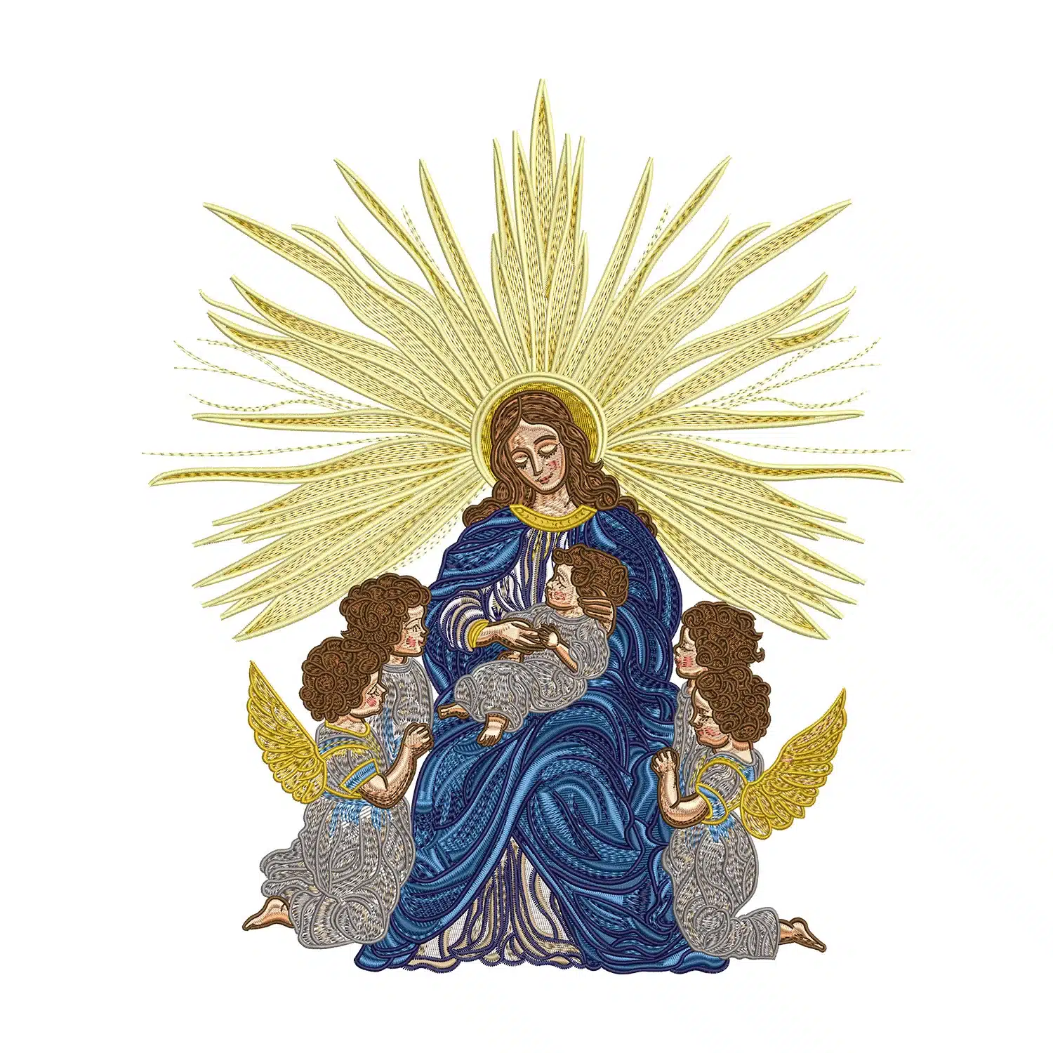 Mother Mary with Jesus Waves Embroidery Design