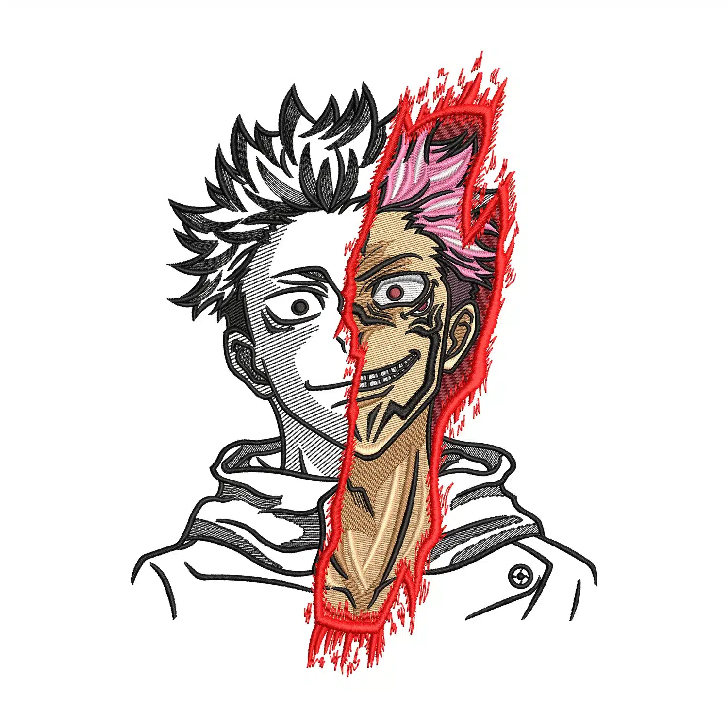 Itadori x Sukuna Embroidery Design