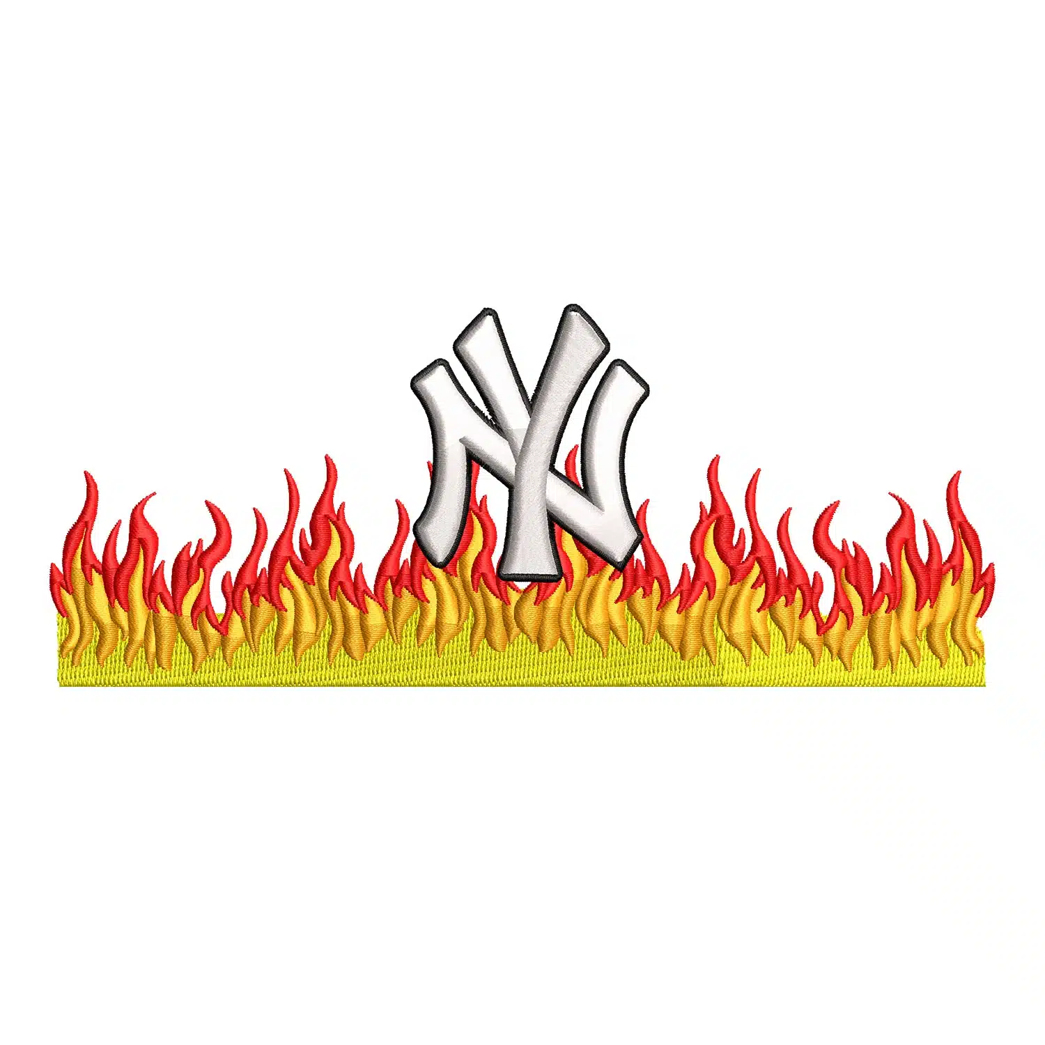 New York Yankees on Fire Embroidery Design