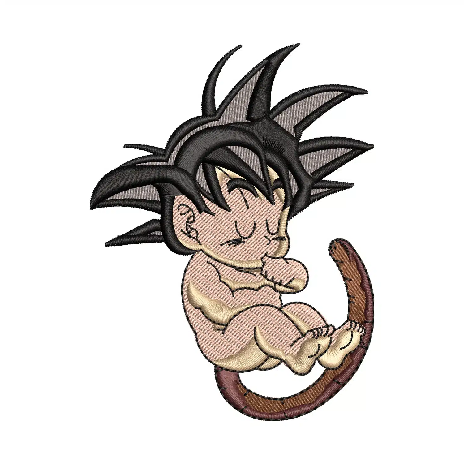 Baby Goku with a Tail Embroidery Design