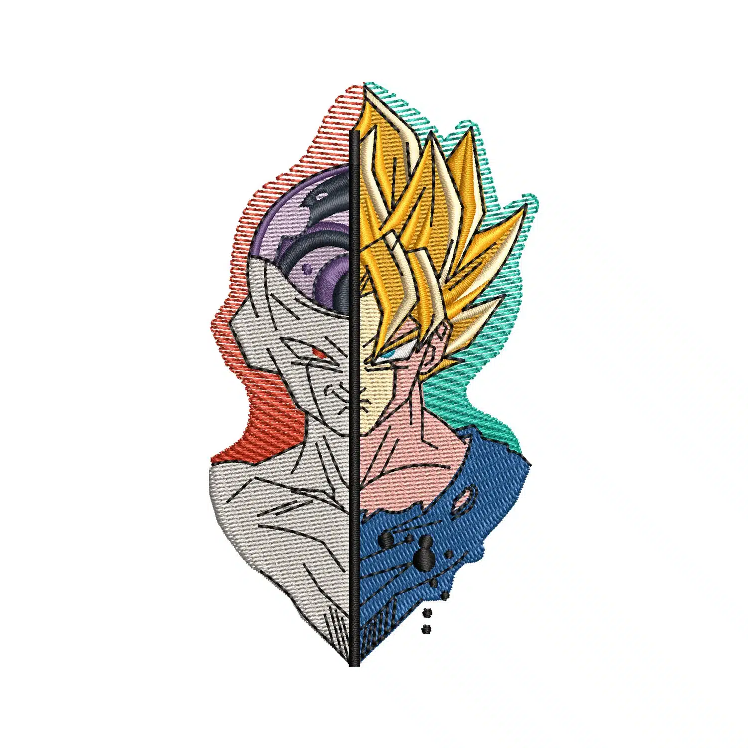 Frieza x Super Saiyan Goku Embroidery Design
