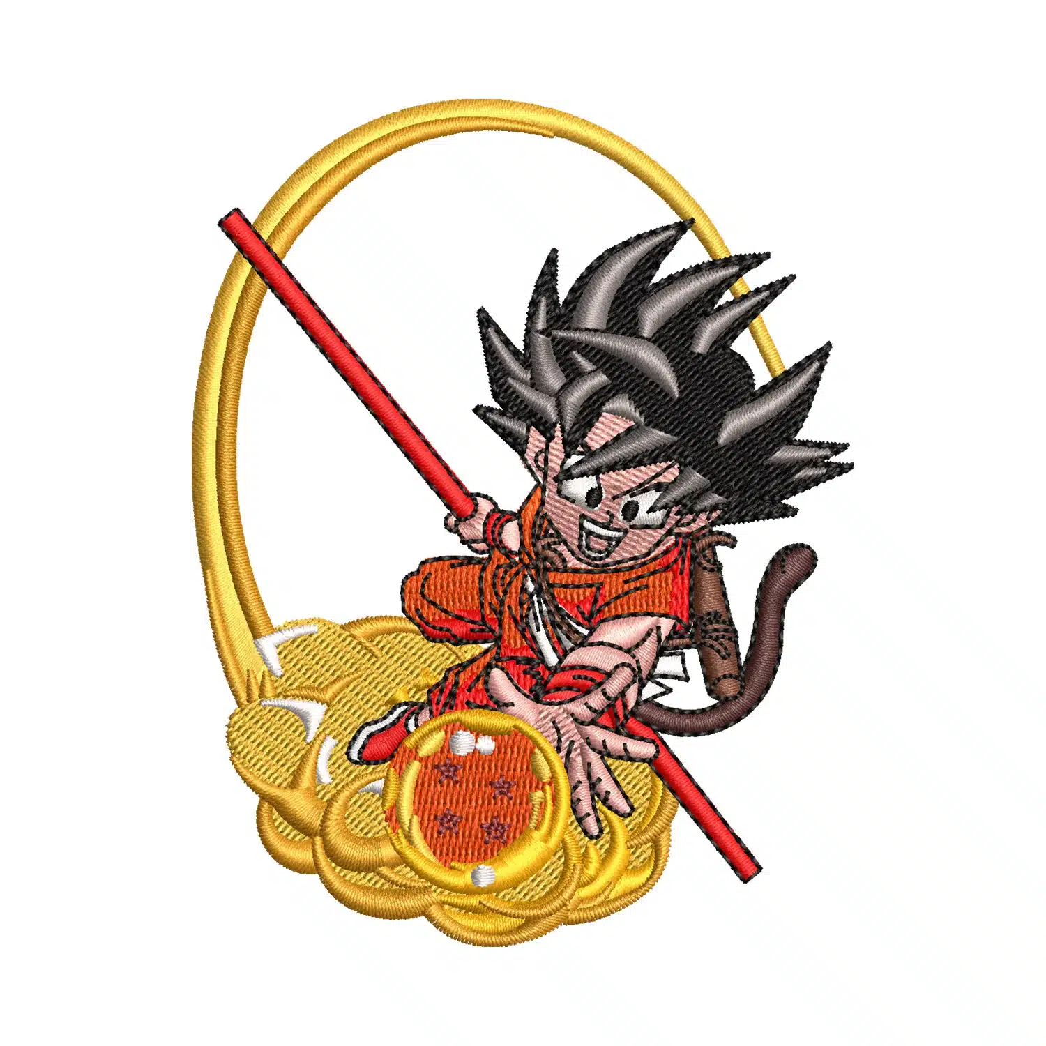 Kid Goku on Flying Nimbus Embroidery Design