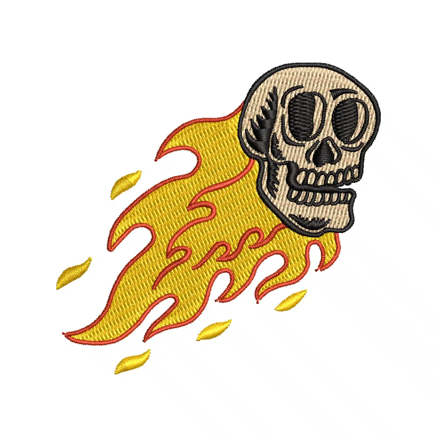 Flaming Skull Embroidery Design