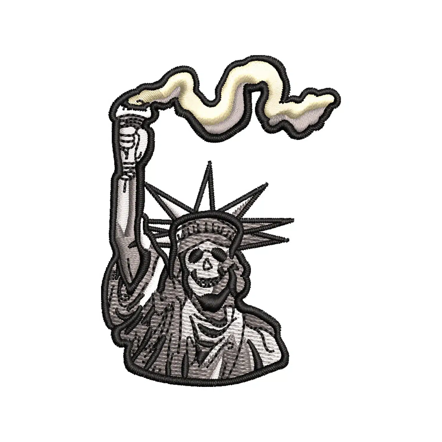 Skeleton x Statue of Liberty Embroidery Design