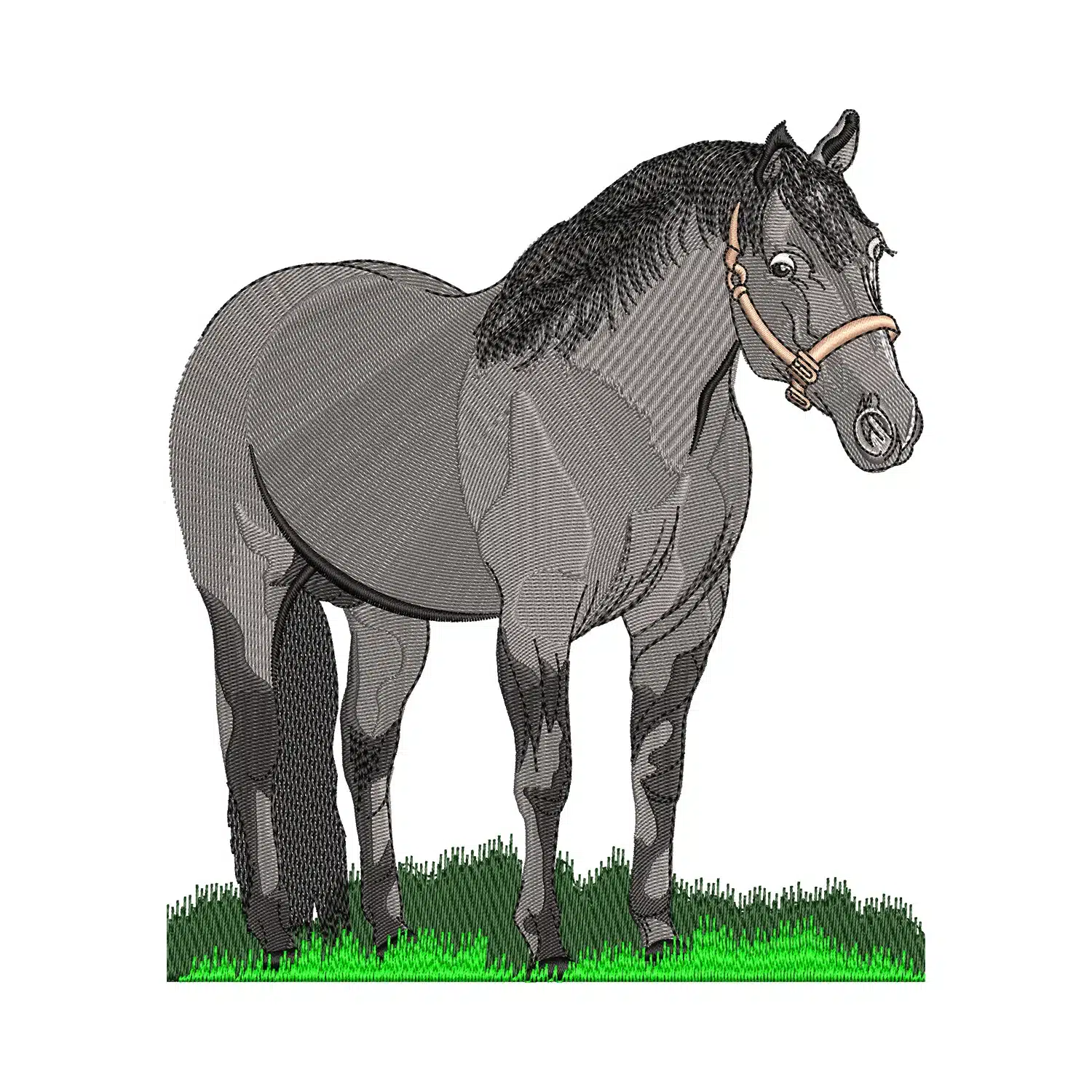 Dark Grey Horse Embroidery Design