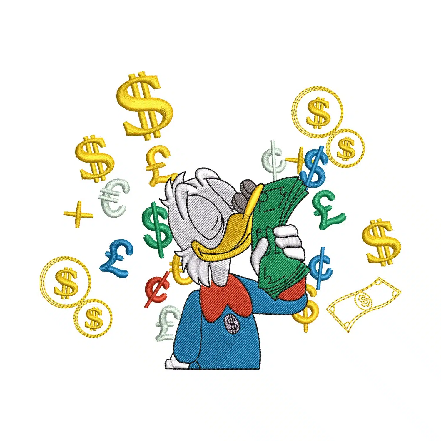 Rich Donald Duck Embroidery Design